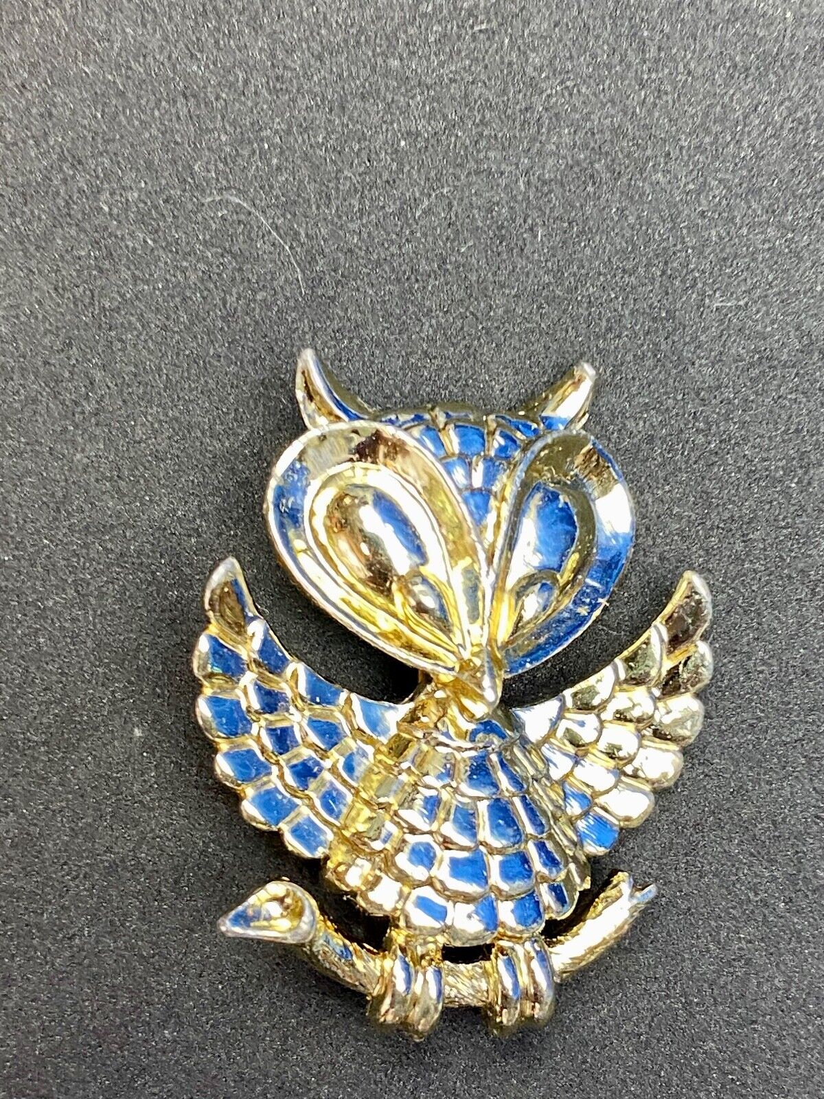 Vintage AJC Signed Owl Bird Brooch Pin Gold Tone Costume Jewelry