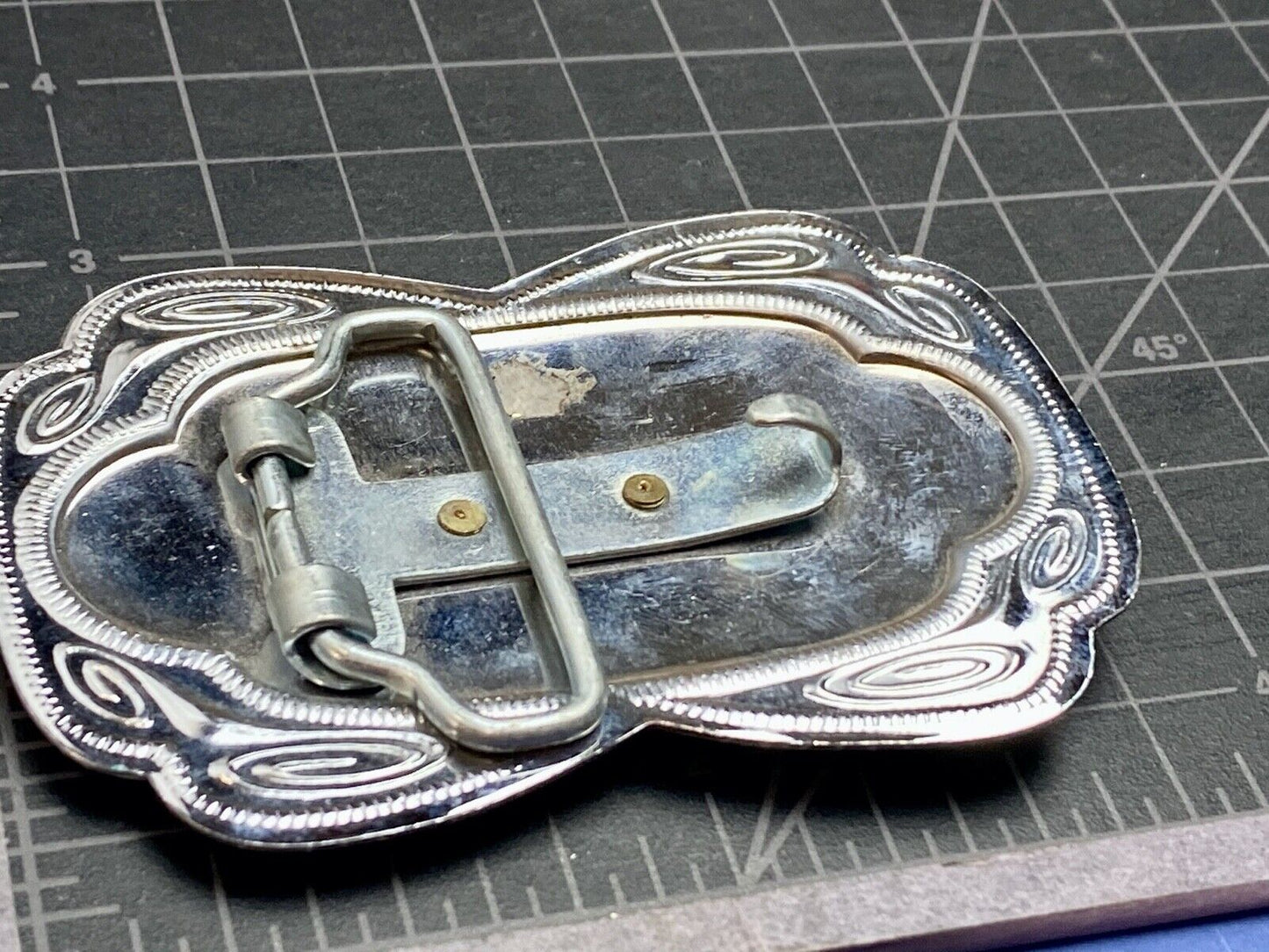 VINTAGE DIMENSIONAL WESTERN HORSE HEAD through HORSESHOE EQUESTRIAN BELT BUCKLE
