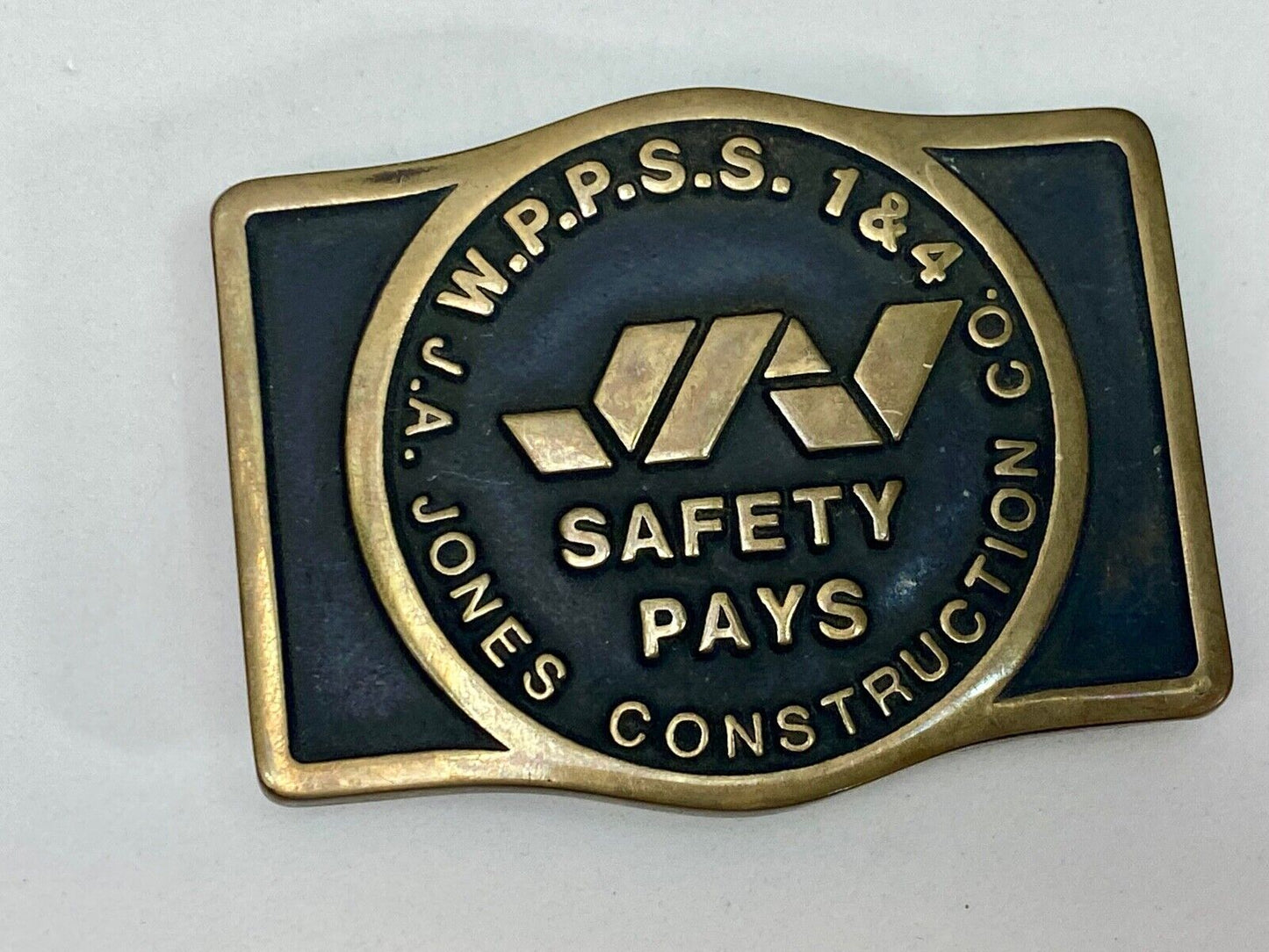 1981 W.P.P.S.S. 1 & 4 Safety Pays Jones Construction - Anacortes Belt Buckle
