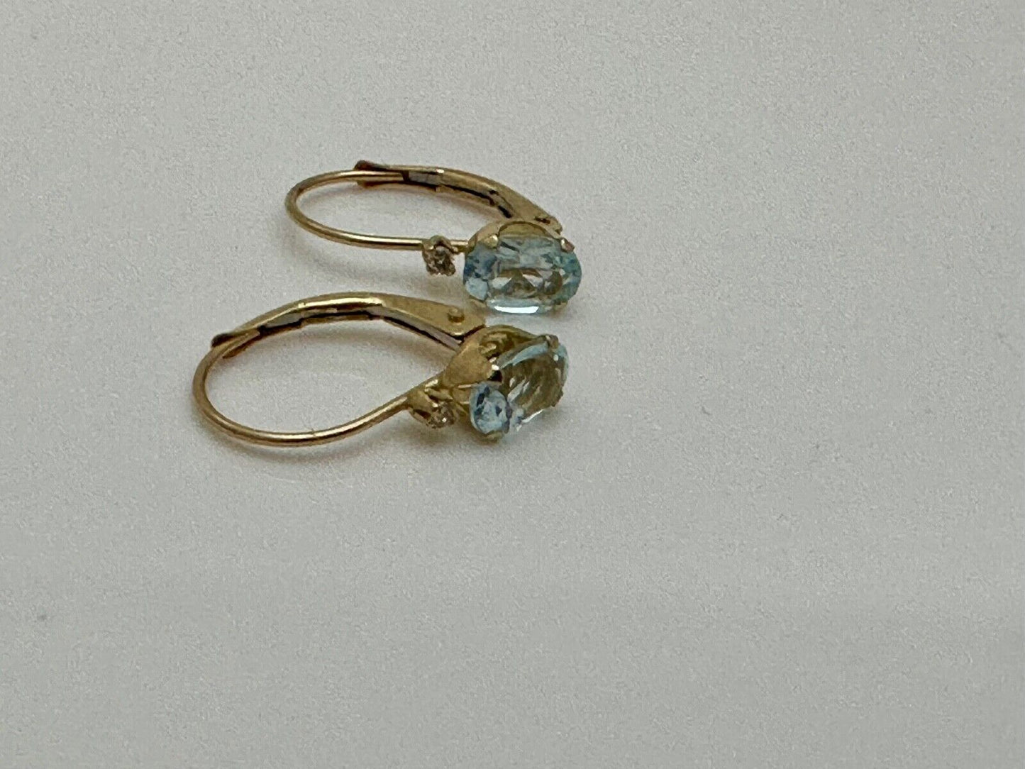 Vintage 14K Gold Ice Blue Topaz Earrings