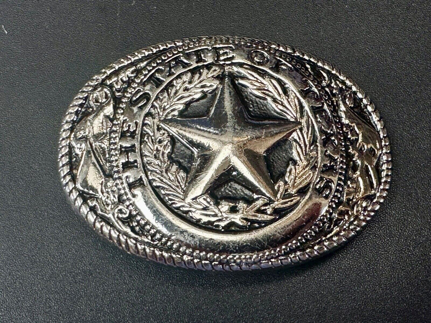 Texas Star & Flag - State Series vintage small gold tone belt buckle