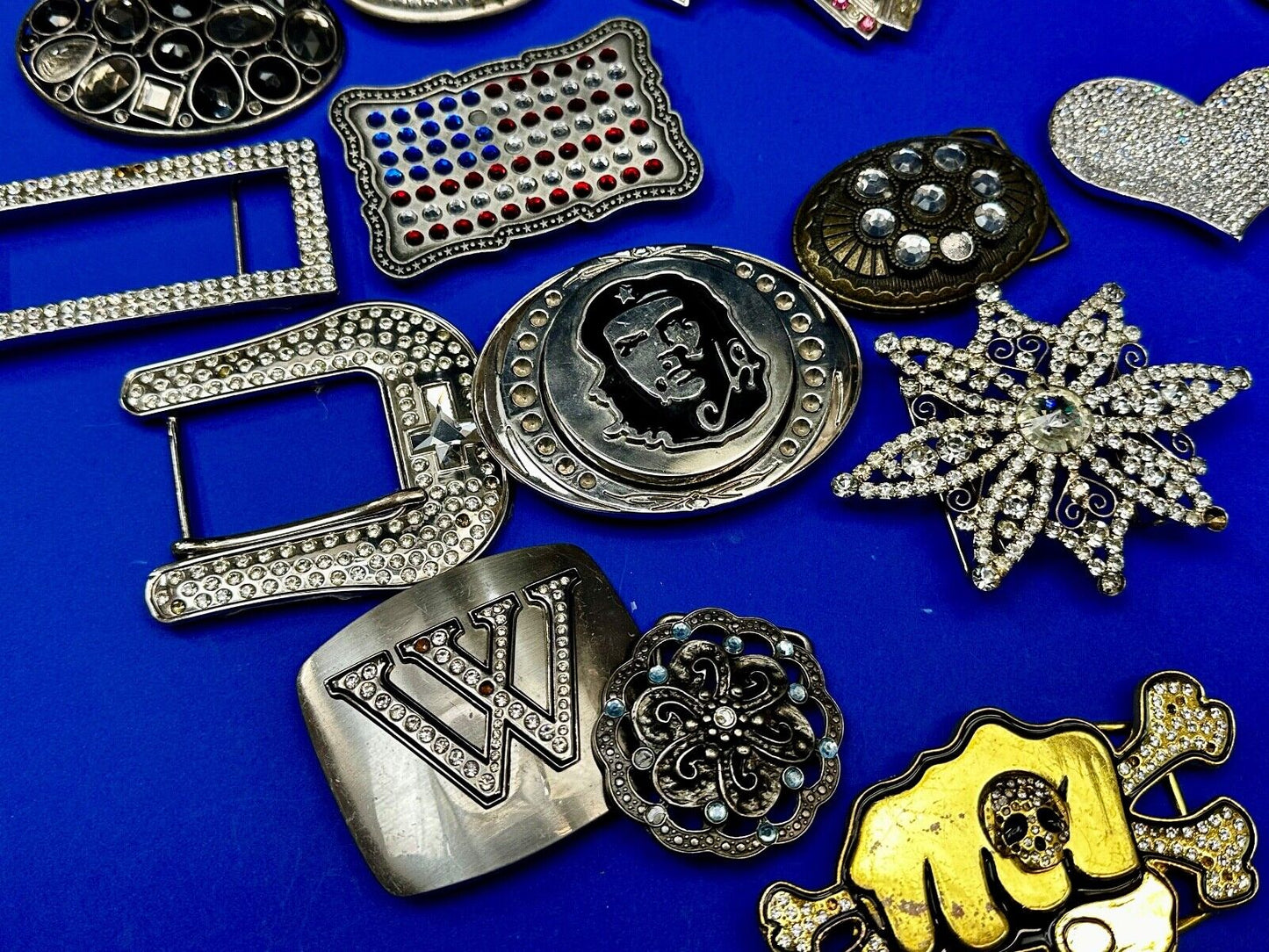 21 Bulk Lot Junk Drawer Grab Bag of REPAIR Belt Buckle - Missing Rhinestone's