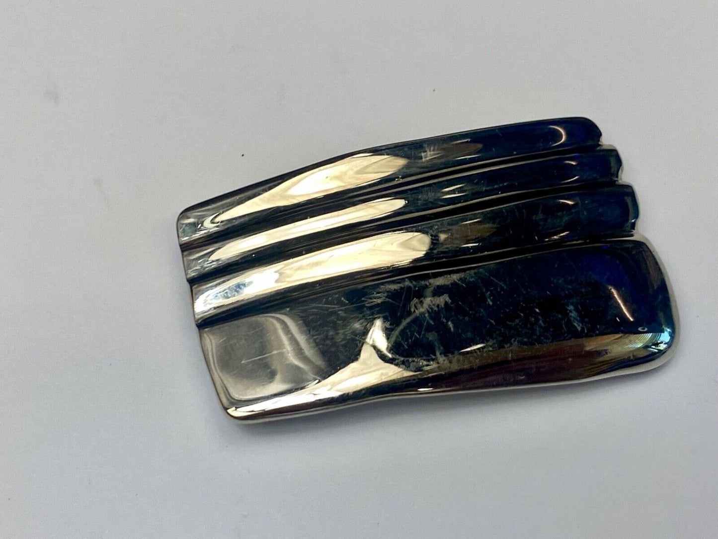 1982 Kathy young signed solid brass chrome color abstract art belt buckle