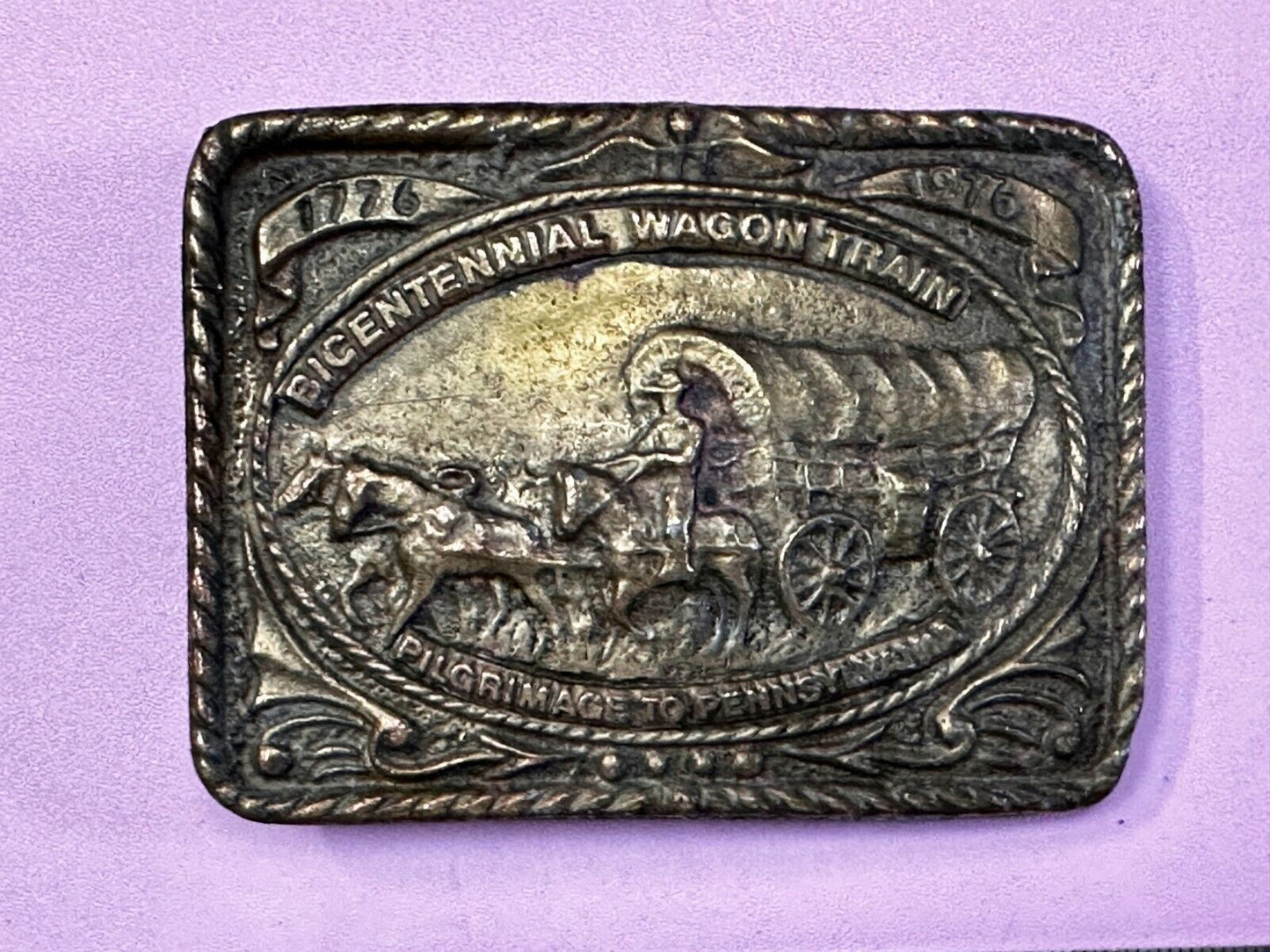 Bicentennial Wagon Train Pilgrimage Pennsylvania American Revolution Belt Buckle