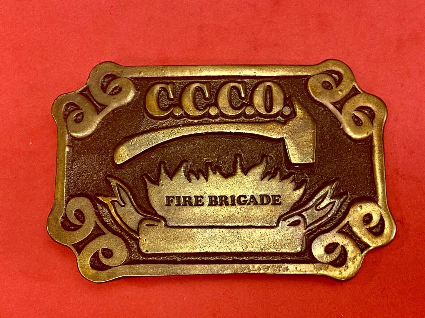 Vintage 1977 C.C.C.O. Fire Fighters Brigade belt buckle by Adezy Denver