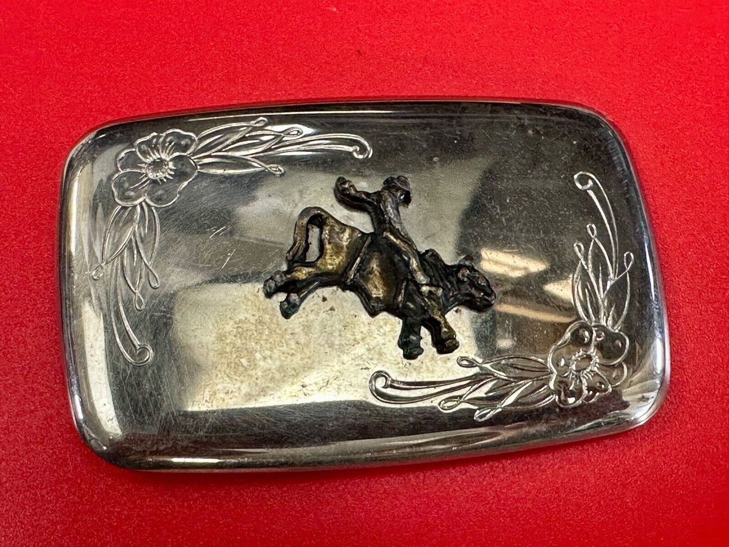 USA made Cowboy Saddle Bronc Western two tone belt buckle