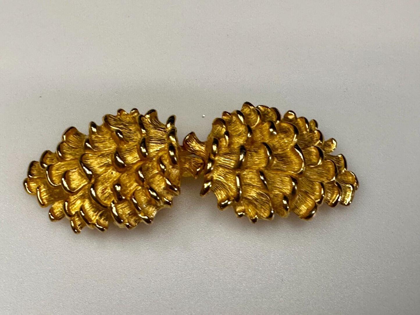 Textured Leaf Shaped Two Piece interlocking Gold Tone Belt Buckle by Paquette