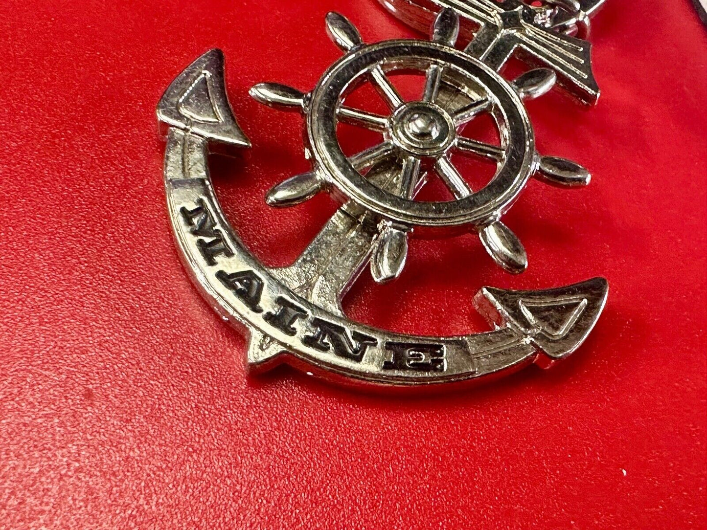 The great State of Maine Nautical Boat Anchor Wheel Keychain - Key Ring Chain