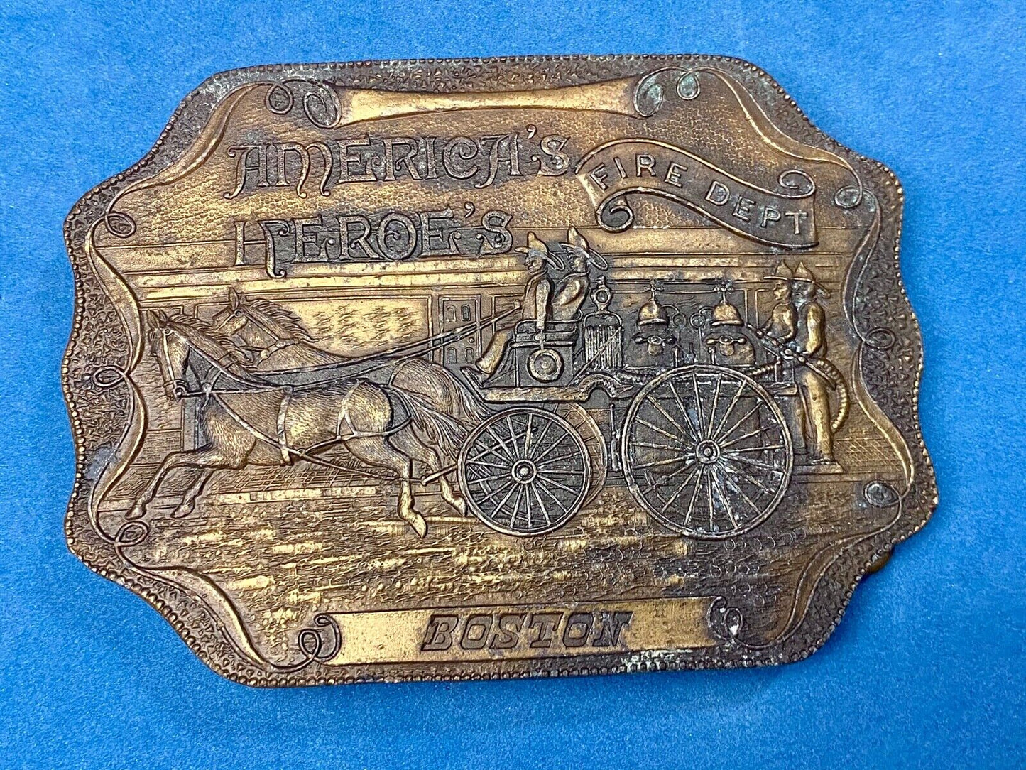 Vintage Bergamot Belt Buckle, America's Hero's Boston Fire Department