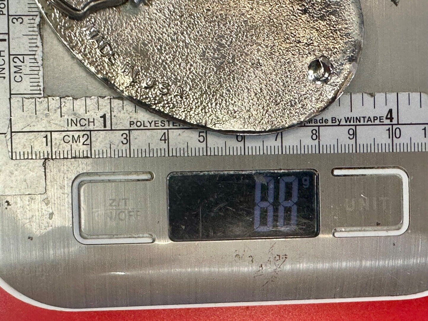 The Great State of Texas Star & Flag Silver color USA made western belt buckle