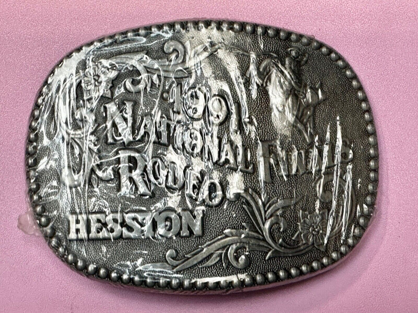 1991 ADM NATIONAL FINALS RODEO ADULT SIZE NFR NOS WESTERN COWBOY BELT BUCKLE