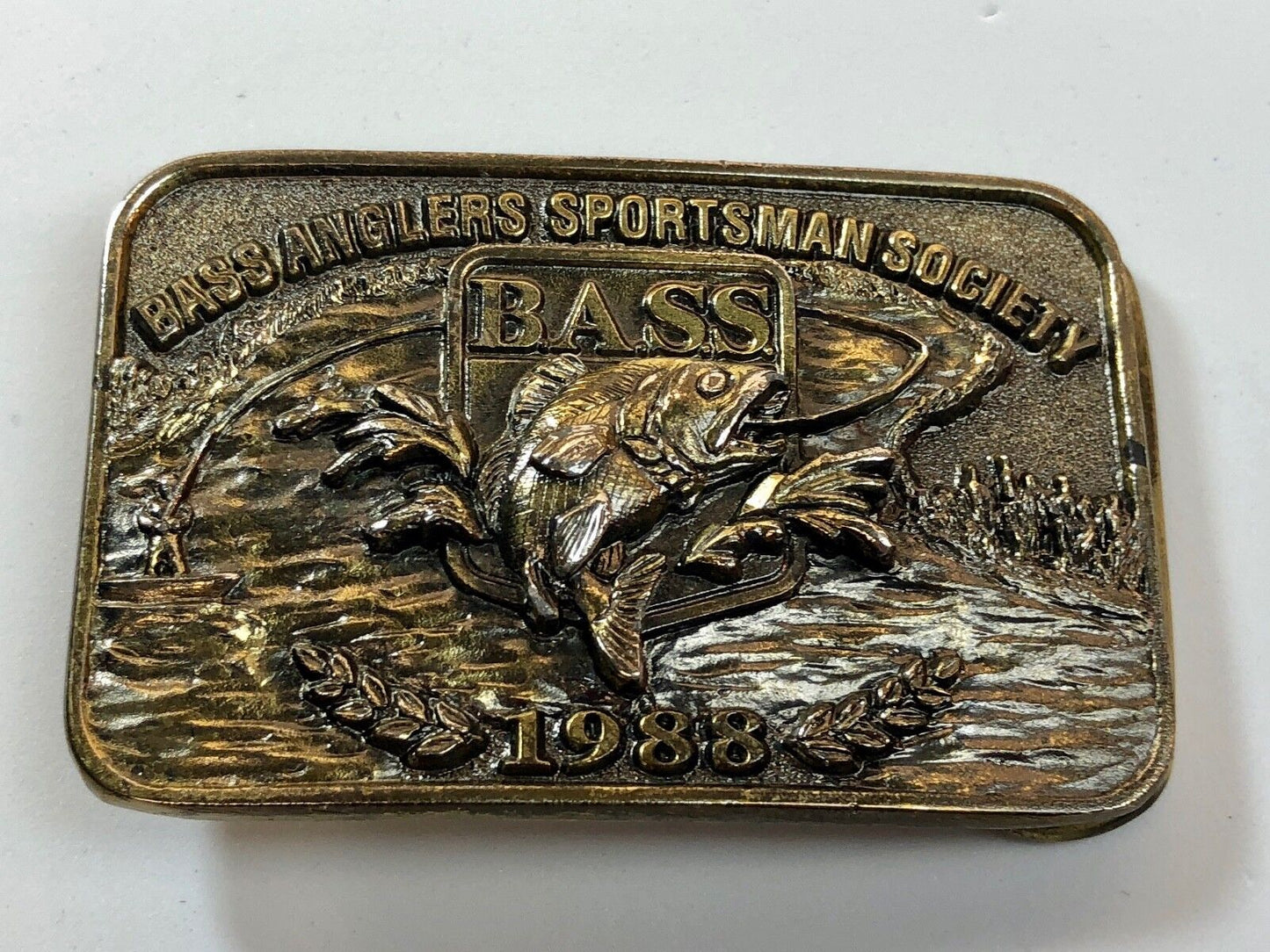 VINTAGE 1988 **BASS ANGLERS SPORTSMAN SOCIETY** BELT BUCKLE