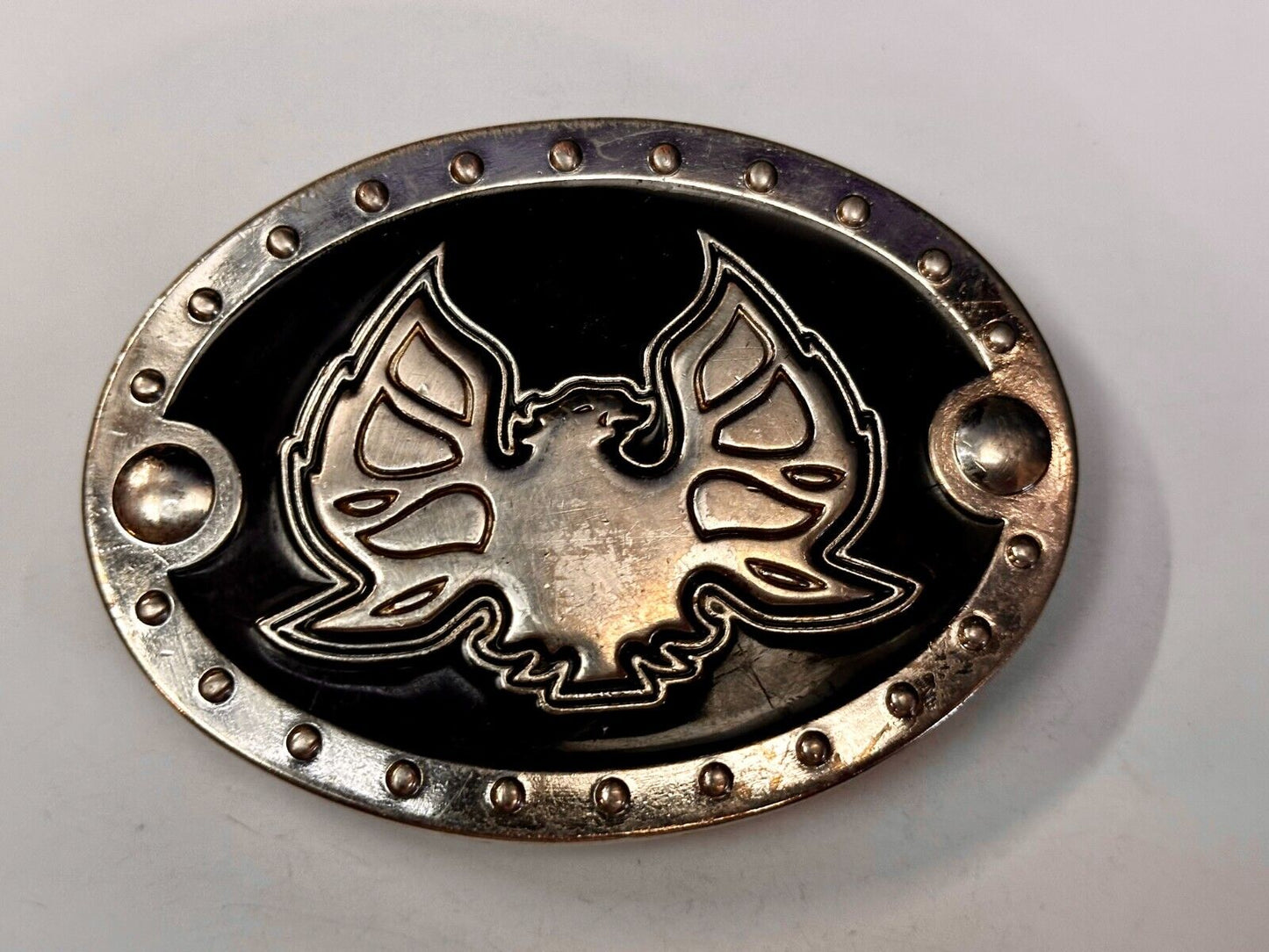 American Pride Flying Patriotic Bald Eagle Studded Oval Belt Buckle