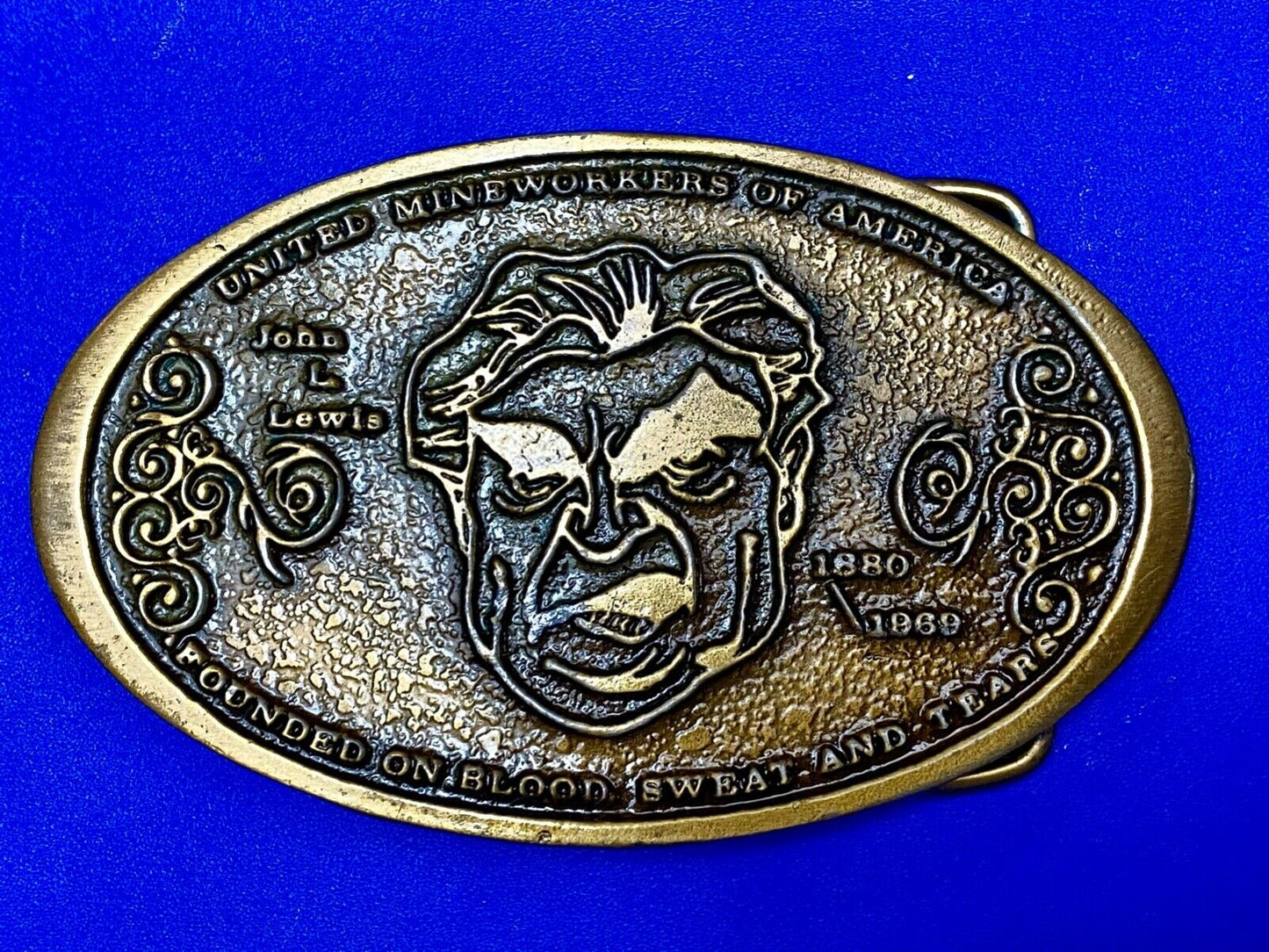 United Mine Workers Umwa Coal Mining 1880-1969 Vintage Belt Buckle John L Lewis
