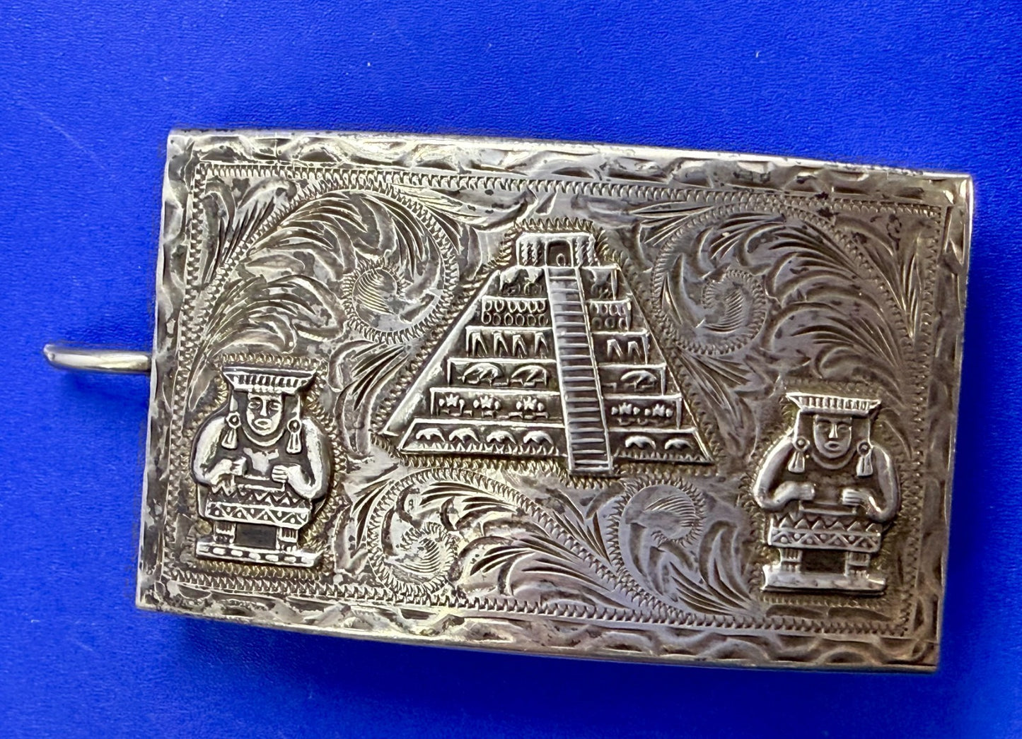 Aztec Mayan Pyramid 925 Silver Belt Buckle Artesani Plata De Jalisco Mexico