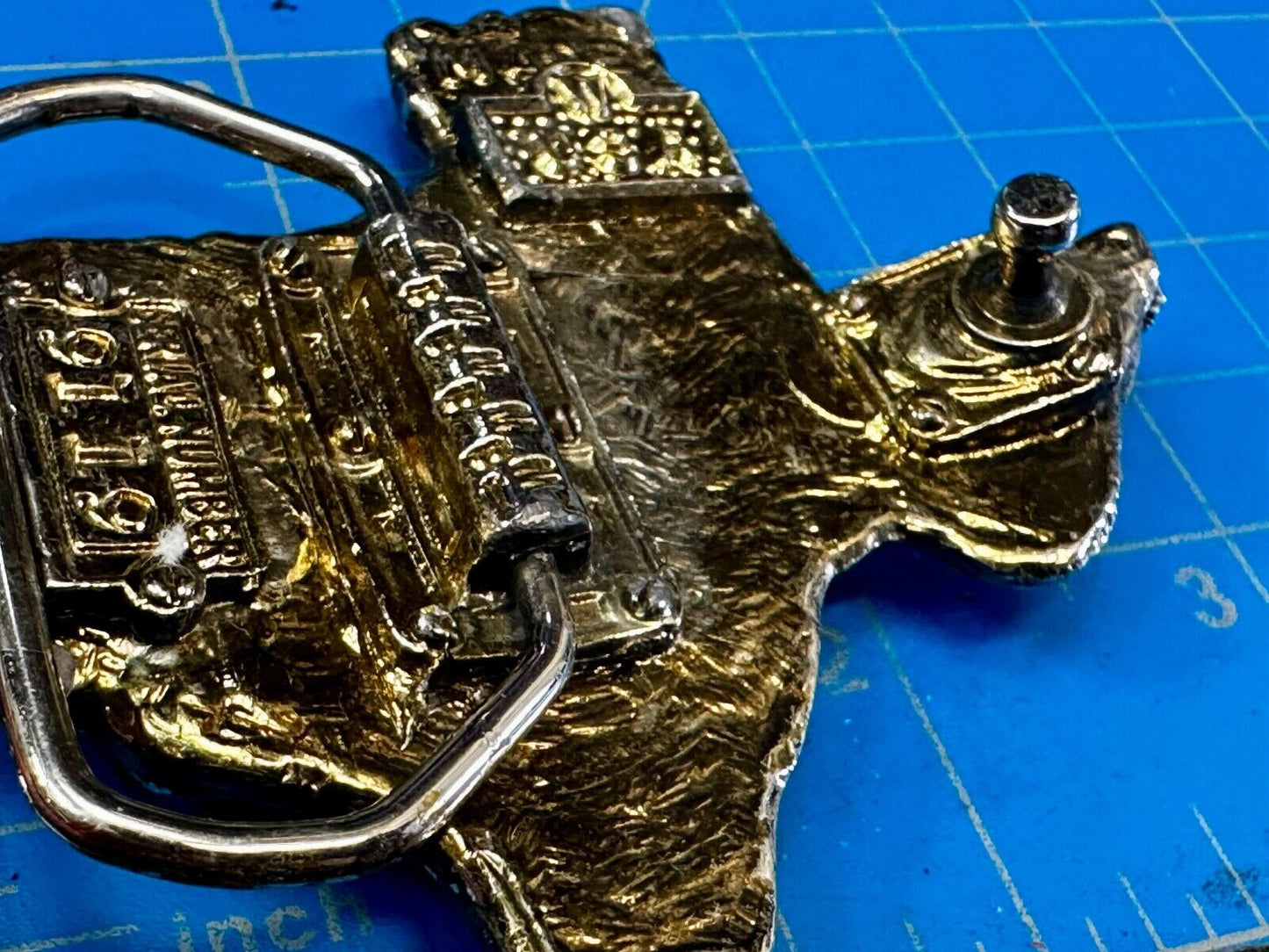 The Great State of Texas Cutout Map shaped Vintage Belt Buckle marked W