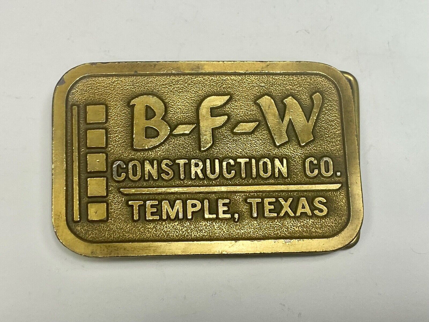 Temple Texas TX B-F-W Construction Company Advertising promo belt buckle