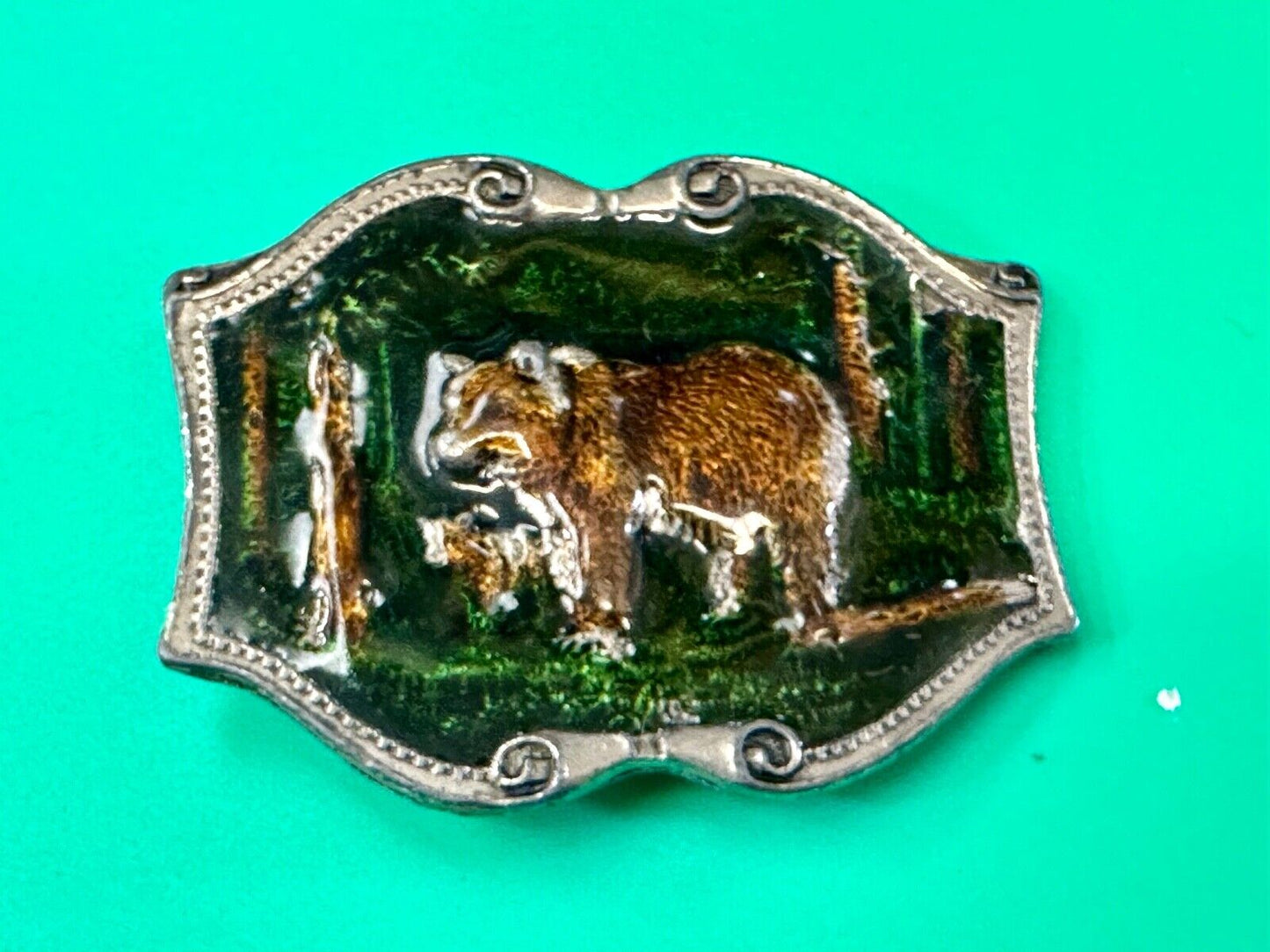 Bear & Cub in Nature Vintage Tiffany Studio New York belt buckle