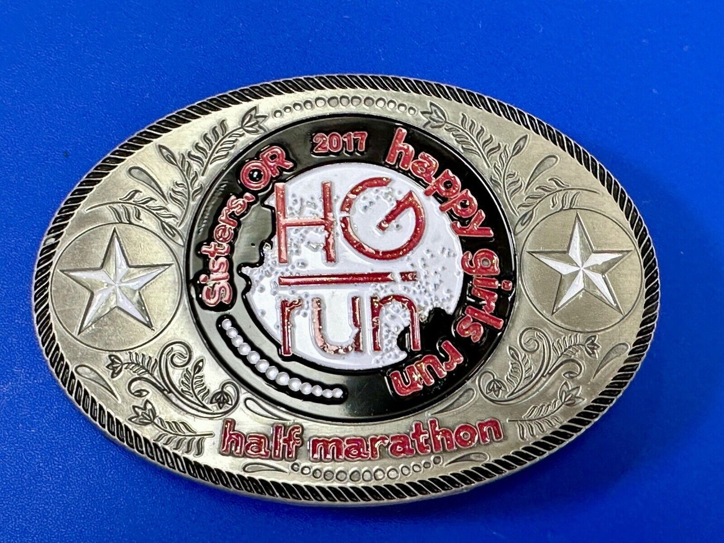 2020 Half Marathon award Happy Girls Sisters Run HG emblem belt buckle