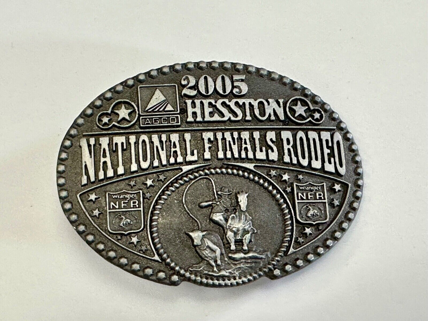 2005 youth Sized Hesston National Finals Rodeo Bull Riding Cowboys belt buckle