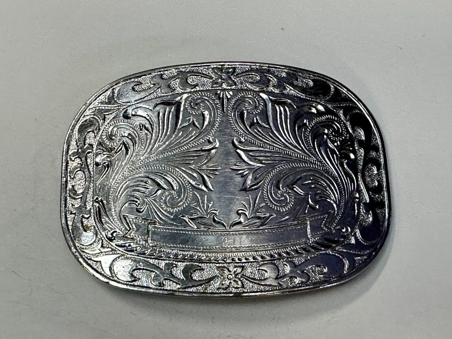 Vintage Award Ribbon Scroll Western Flower Swirl Design Used Belt Buckle