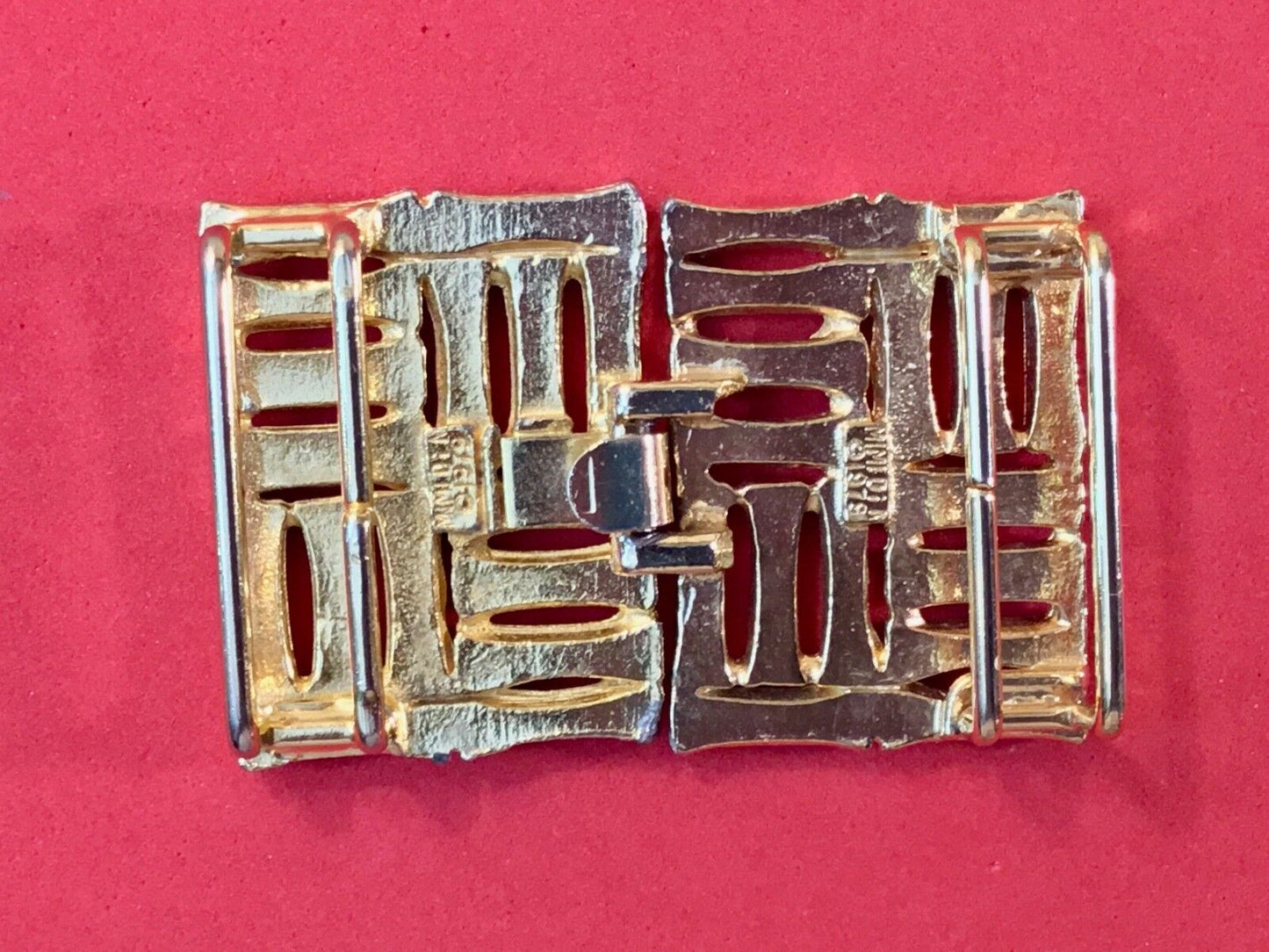 1979 Vintage Retro Mimi Din Gold Toned Belt Buckle 1979 Square Bar Style
