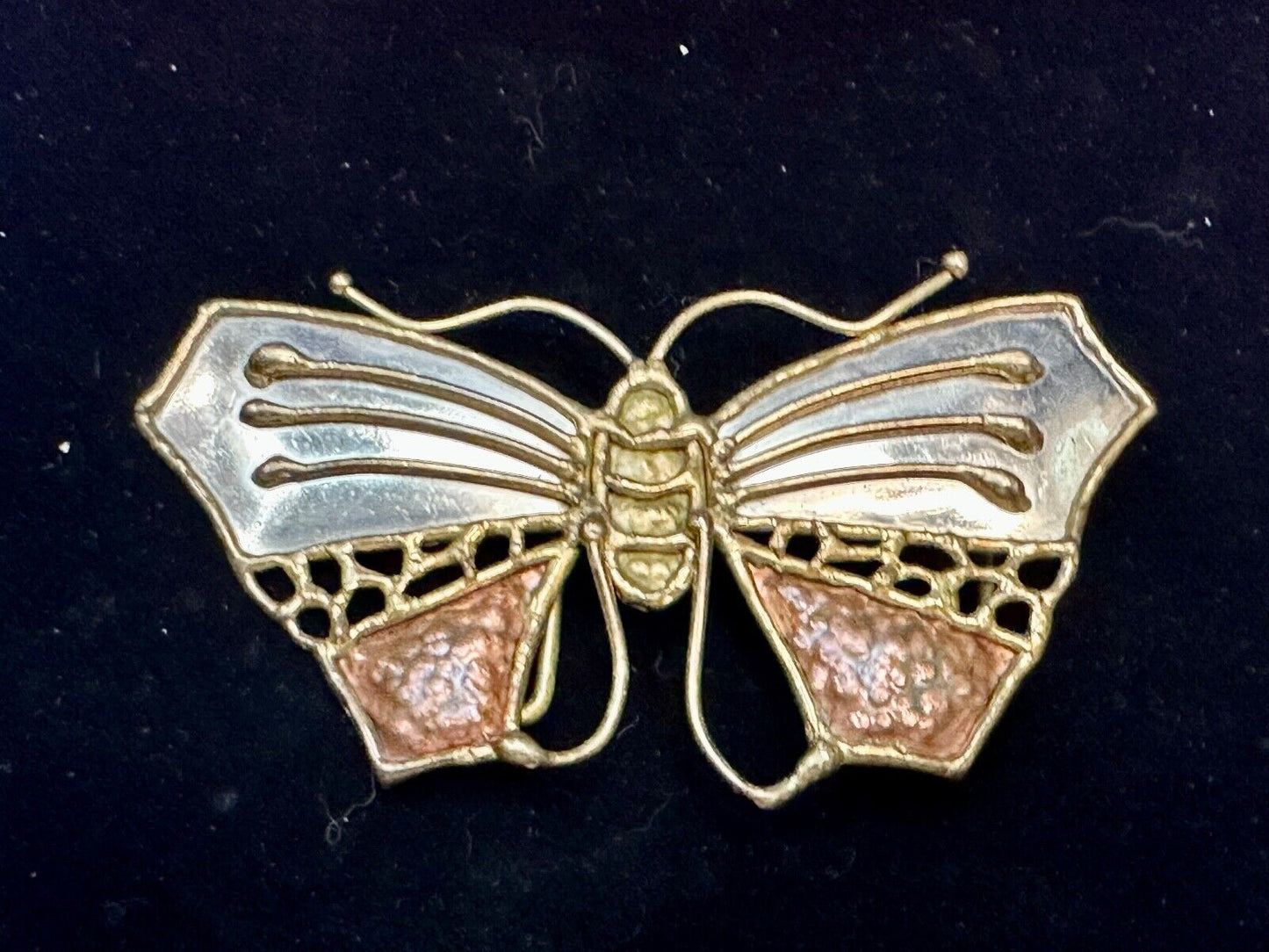 Vintage BUTTERFLY - Mixed metal ( India style ) cutout figural belt buckle