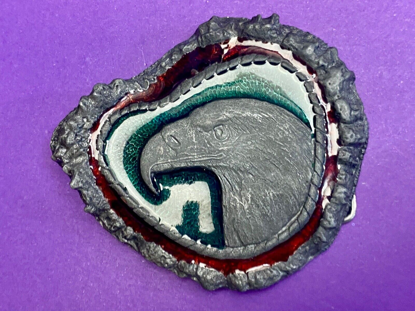 Vintage 1978 Eagle Head Bust Belt Buckle By Touchstone Inc