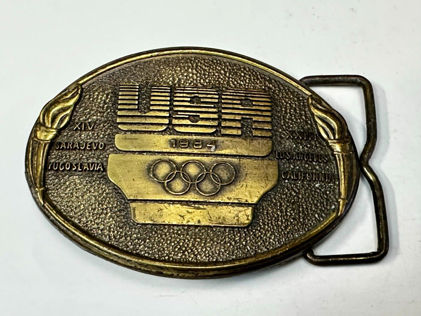 1984 USA Olympics Los Angeles California Vintage Commemorative Belt Buckle