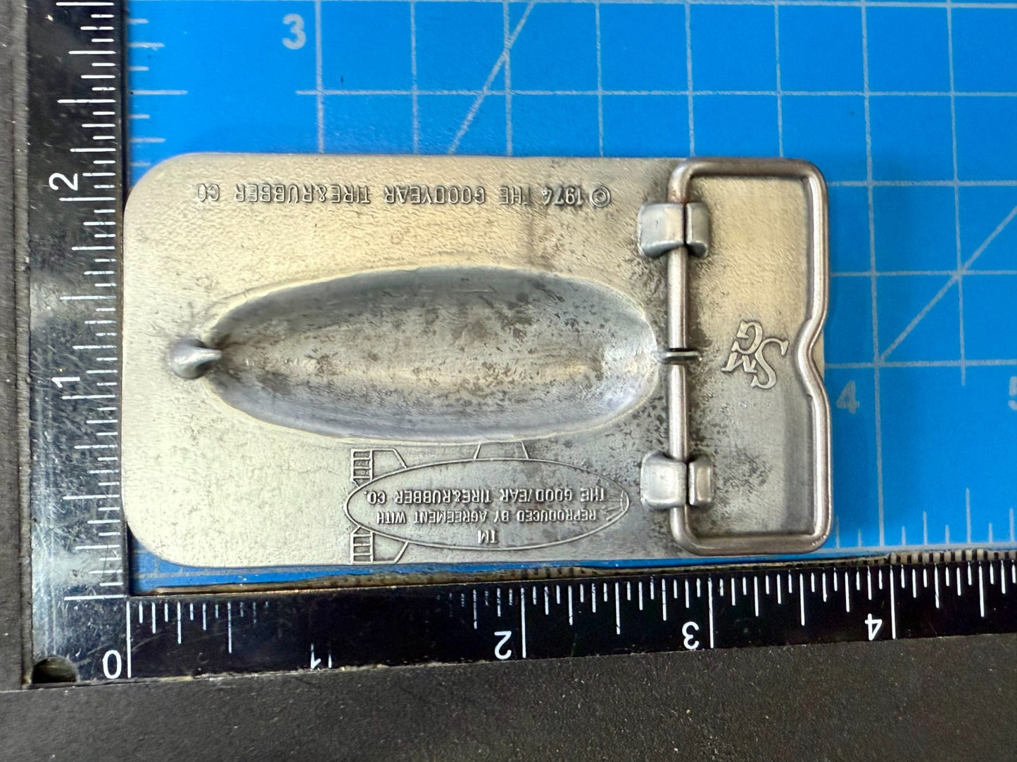 The Goodyear Blimp Tire & Rubber Company Air Ship Vintage 1974 Promo Belt Buckle