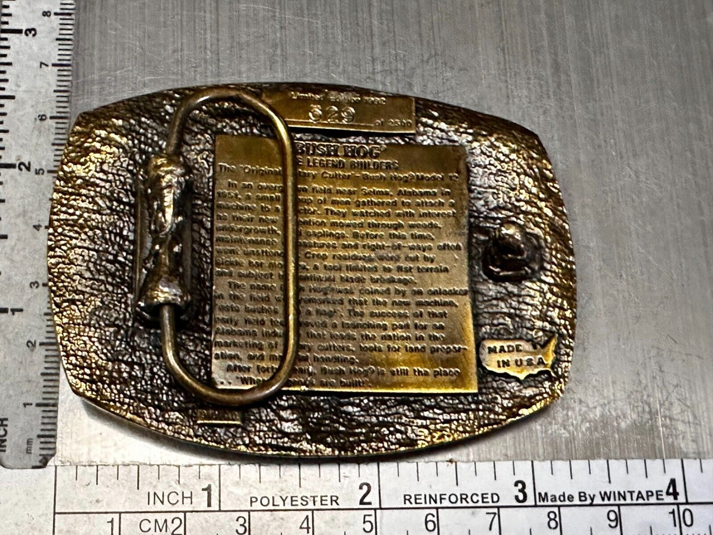 1992 Bush Hog The Legend Agriculture Machine Co. Commemorative Belt Buckle