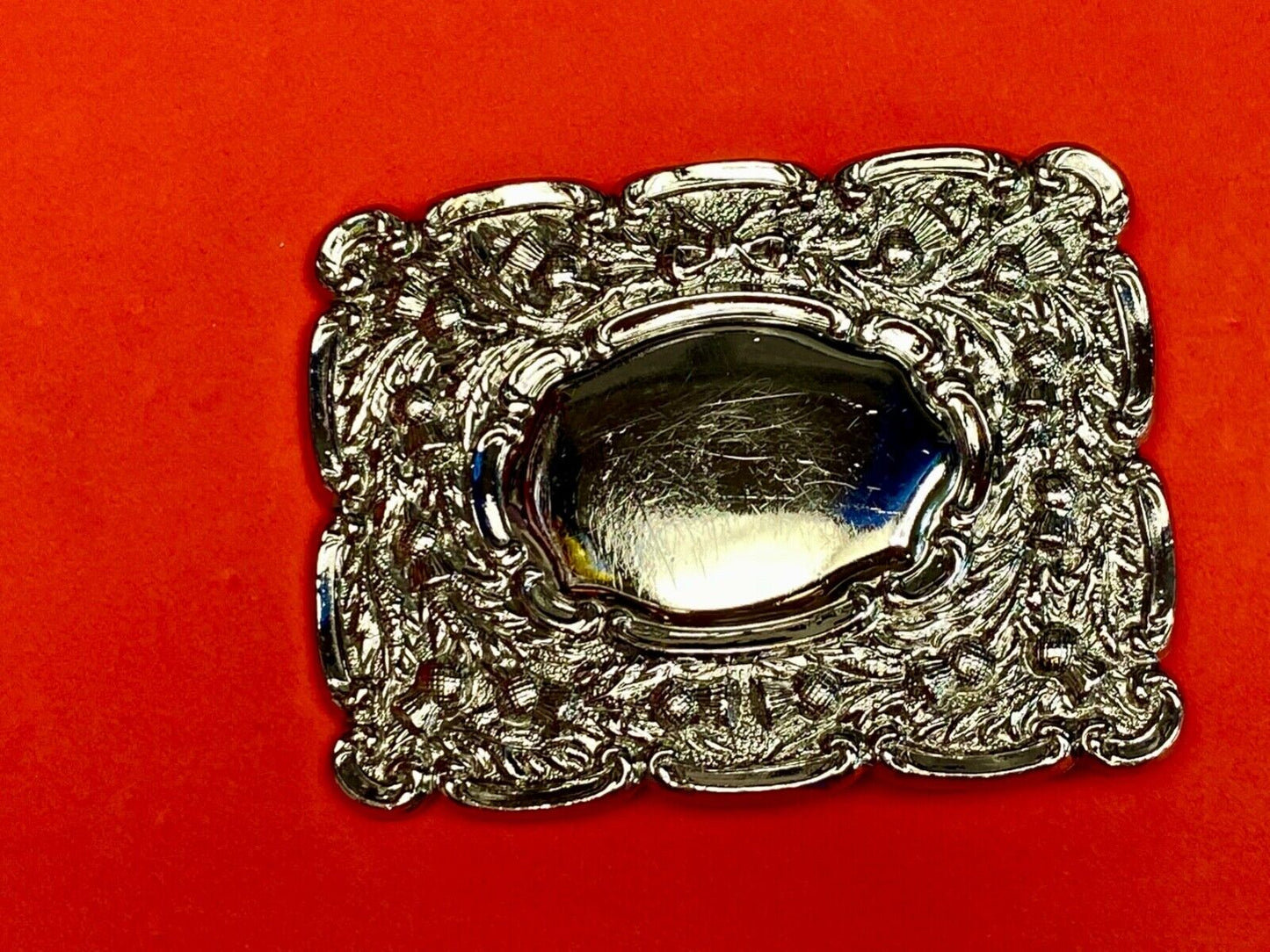 Beautiful ornate silver? Flower Swirl Made in GB Great Britain belt buckle