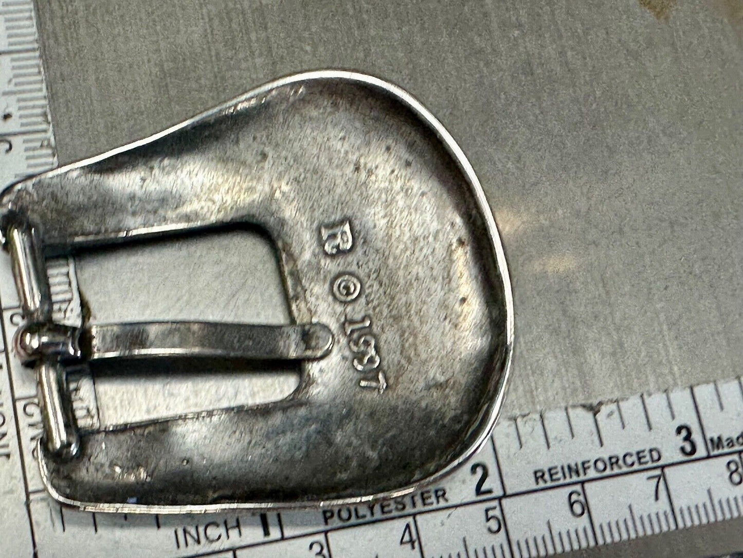 2" wide, silver tone ranger style cowgirls belt buckle