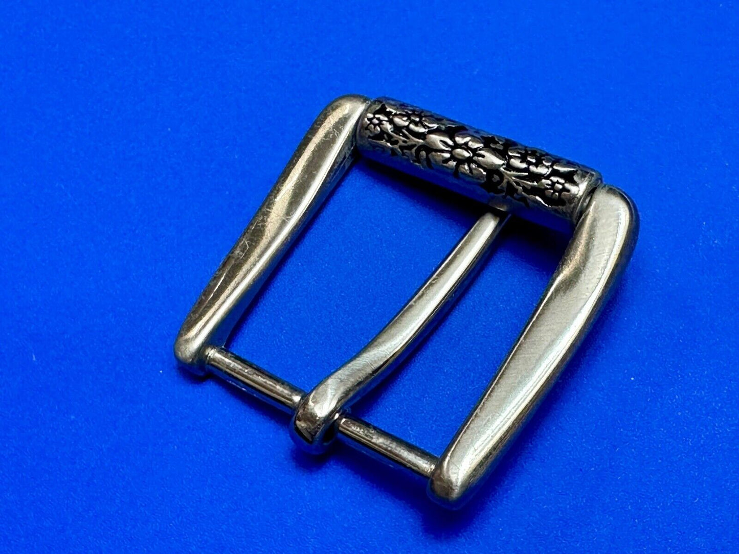 unique rolling end flower theme silver tone replacement belt buckle