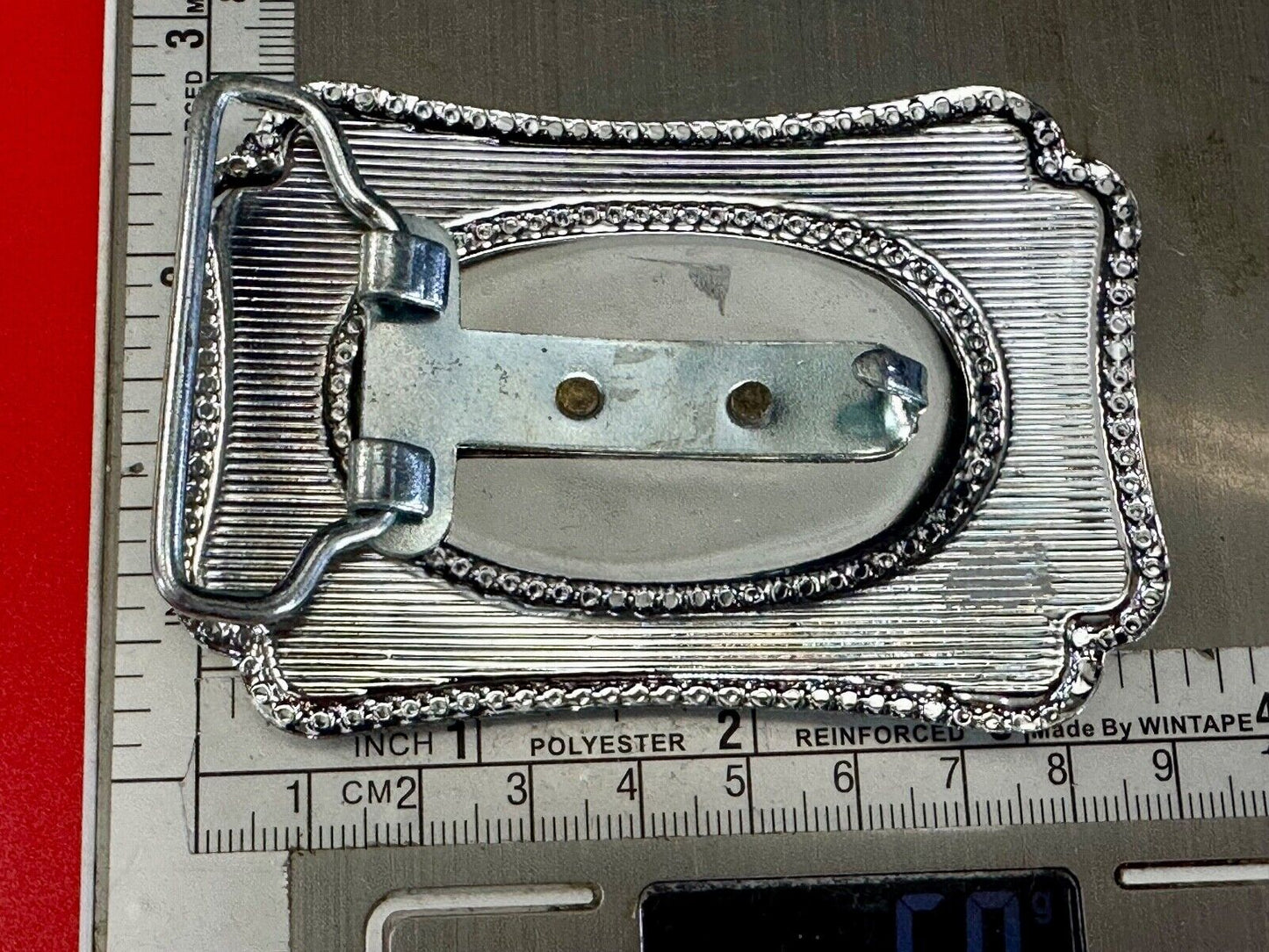 Vintage Covered Wagon - western two tone outlined belt buckle
