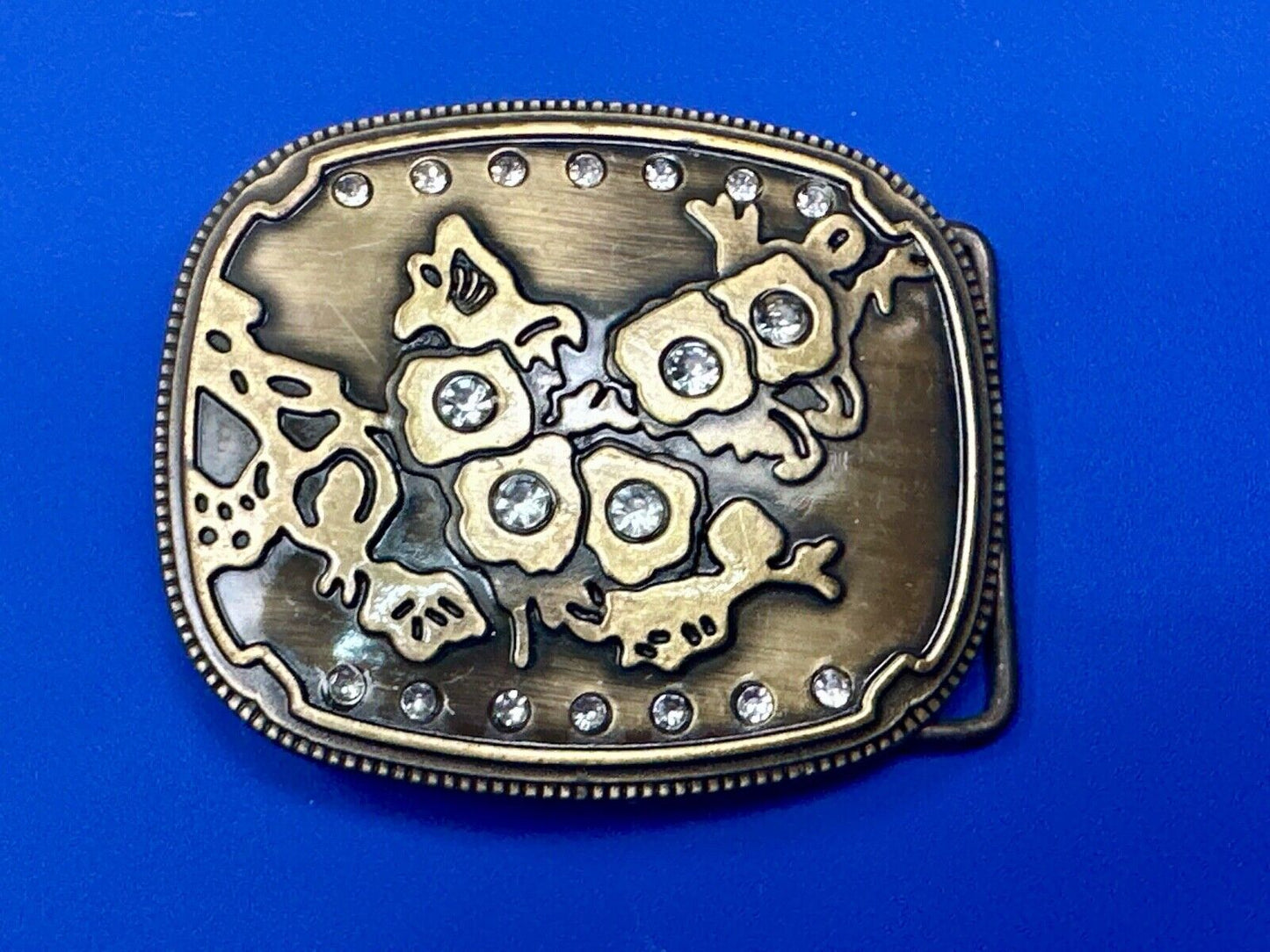 Abstract World MAP globe theme rhinestone accented belt buckle