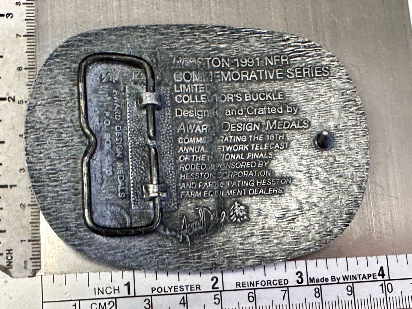 1991 Hesston NFR National Finals Rodeo Cowboys Western ADM Belt Buckle