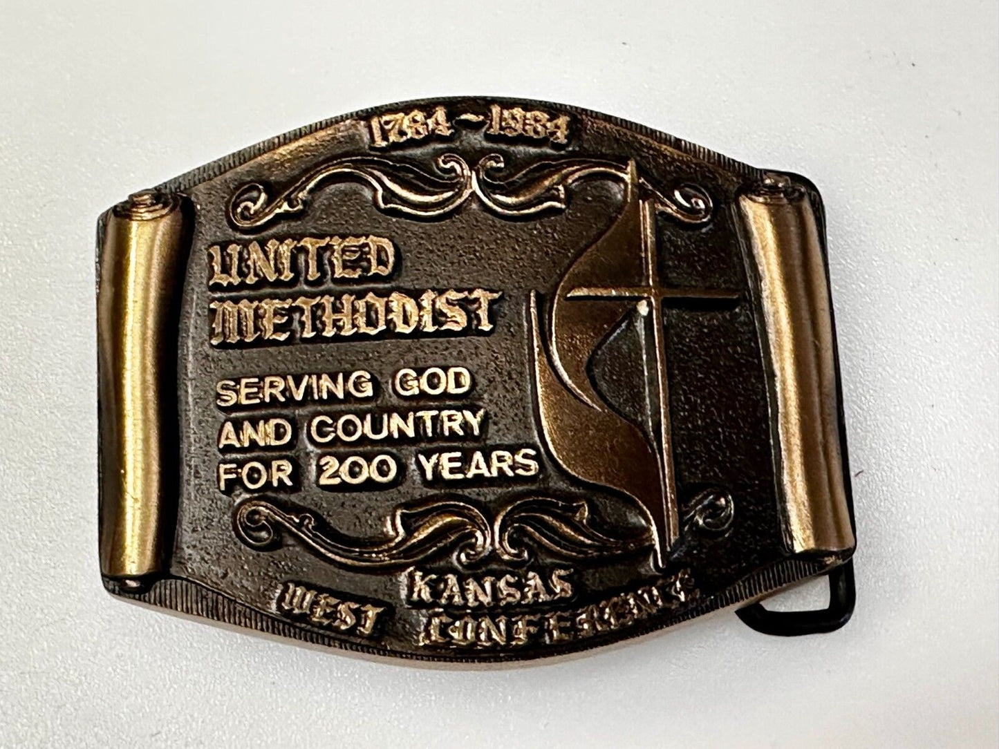 United Methodist Church Kansas West Conference 200Years Solid Bronze Belt Buckle