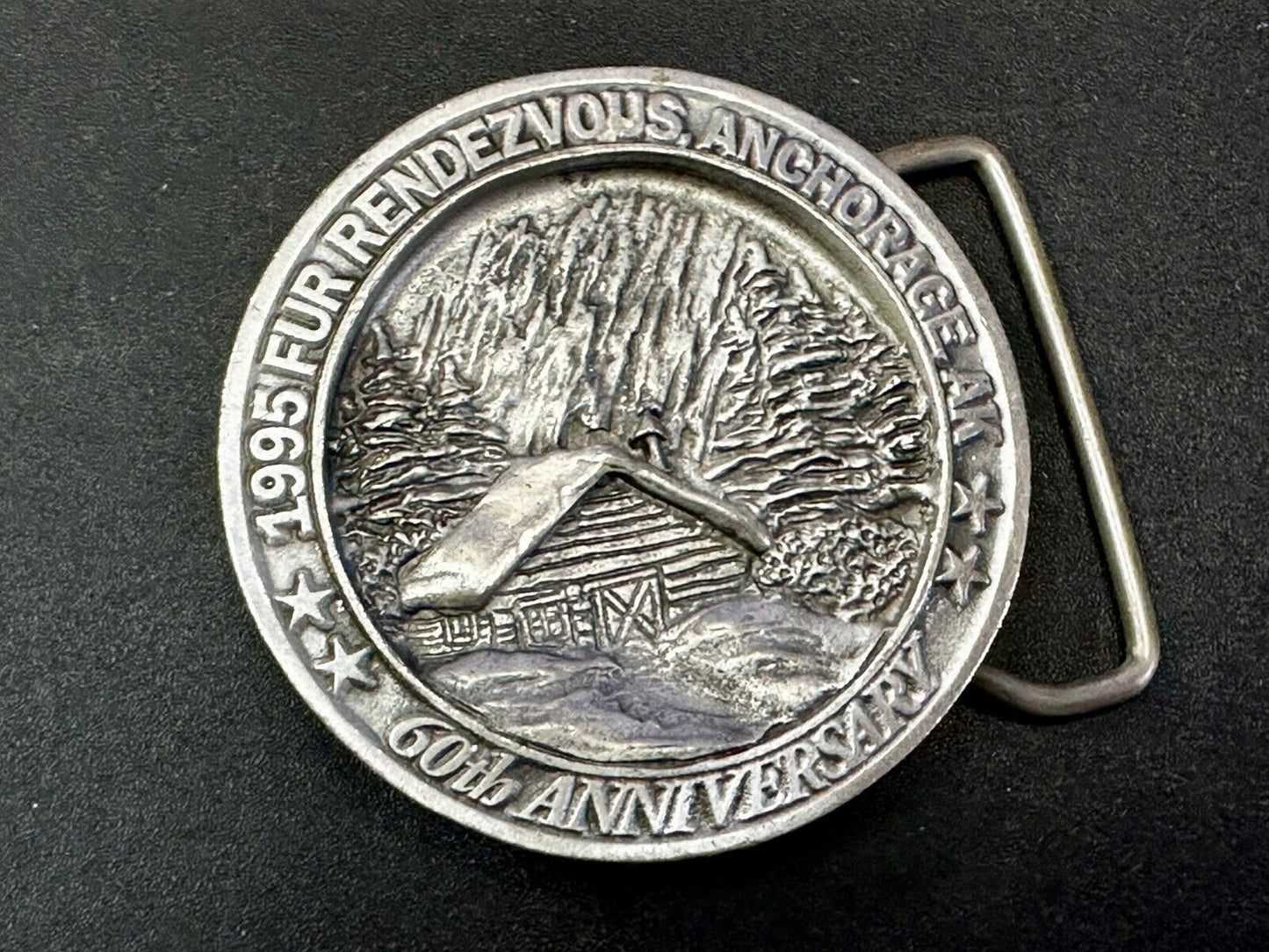 1995 FUR Rendezvous Anchorage Alaska Festival 60Th Anniversary Belt Buckle