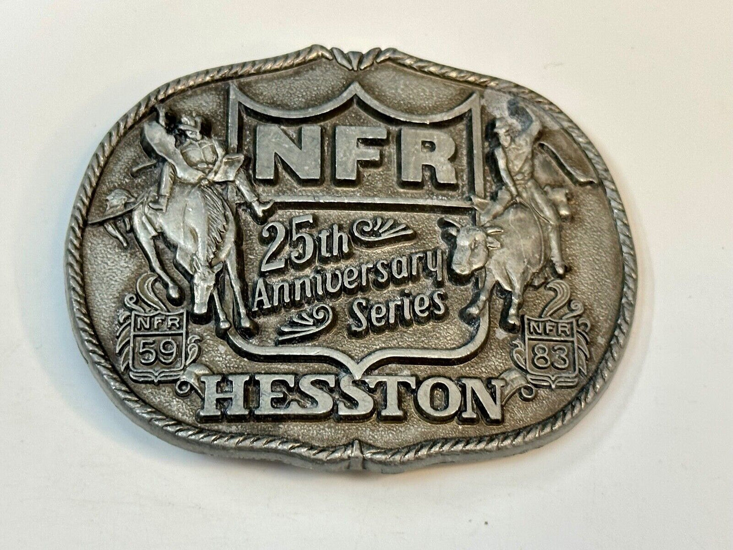 1983 HESSTON Belt Buckle NFR 25th Anniversary First Edition Limited Rodeo