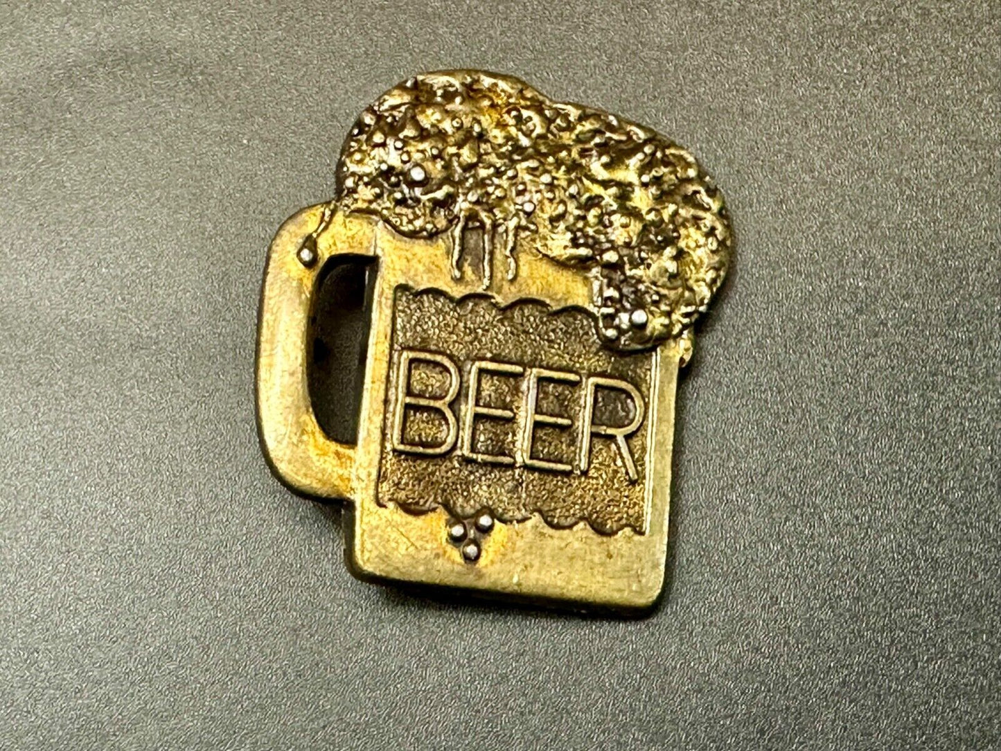 BEER mug - Suds flowing over Vintage cutout shaped belt buckle