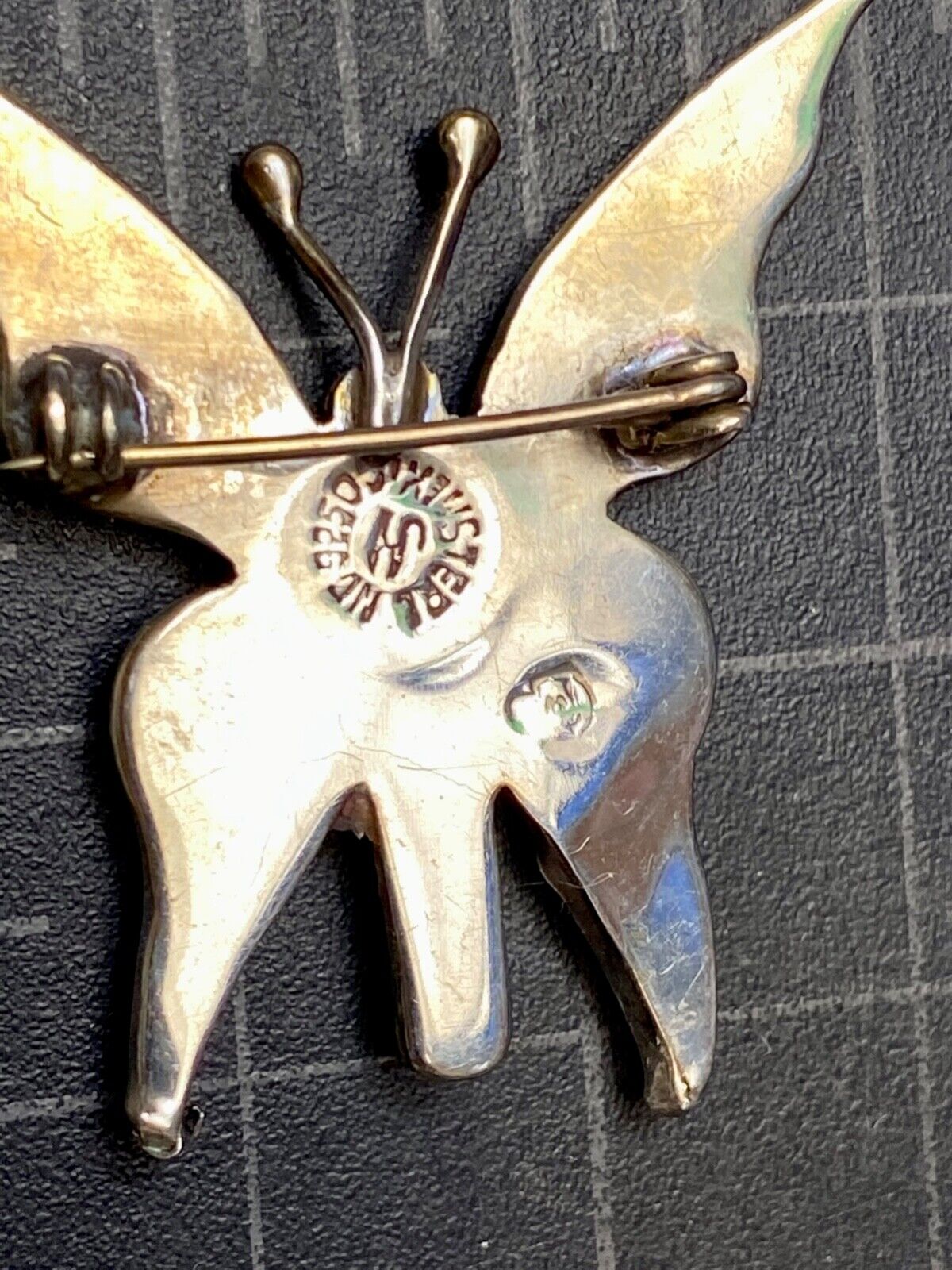 Vintage Butterfly Sterling Silver 925 Brooch Pin Mother Of Pearl Abalone Mexico