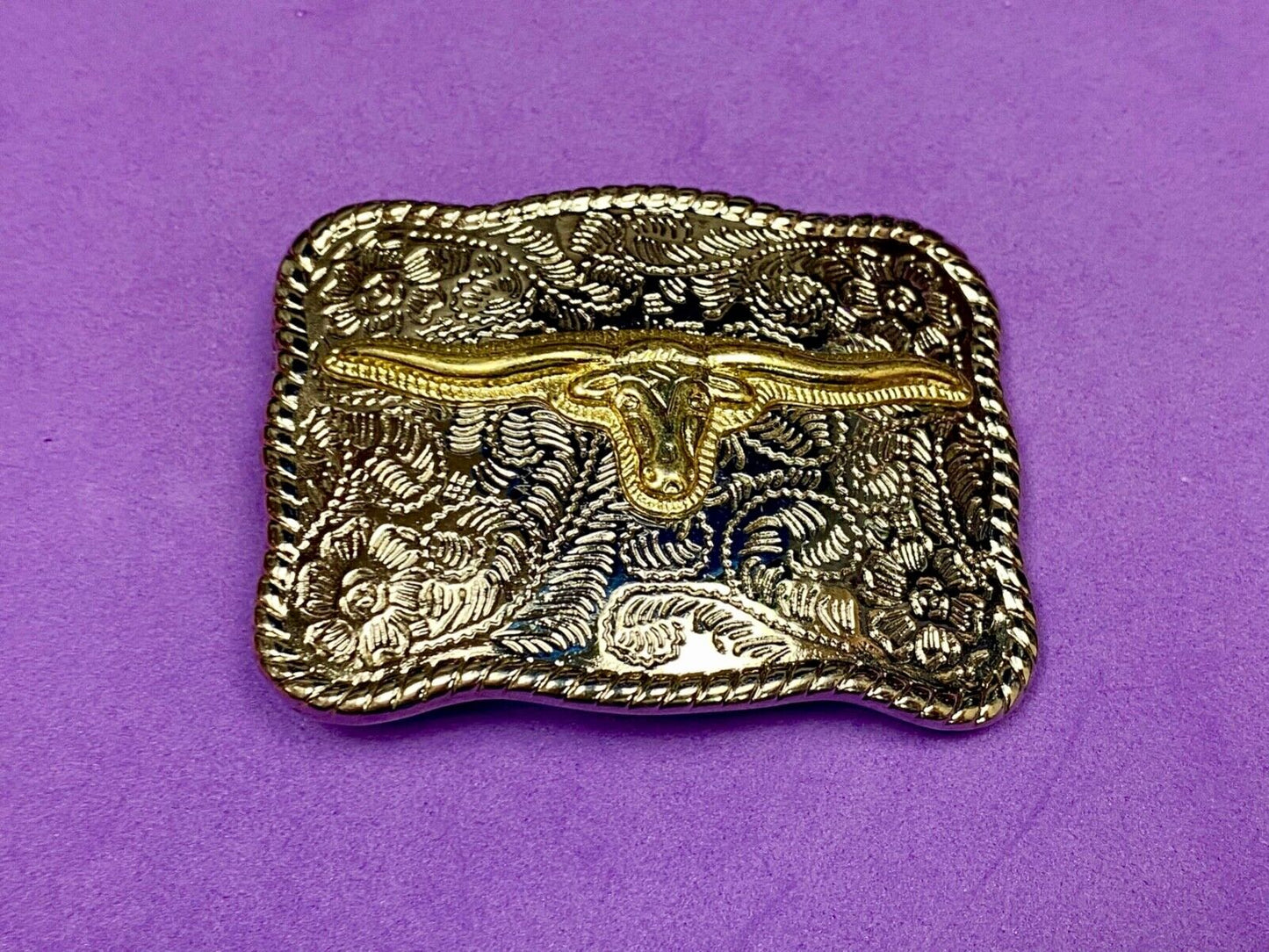 The Texas Longhorn! Mixed Color / Metal Ornate Western Belt Buckle