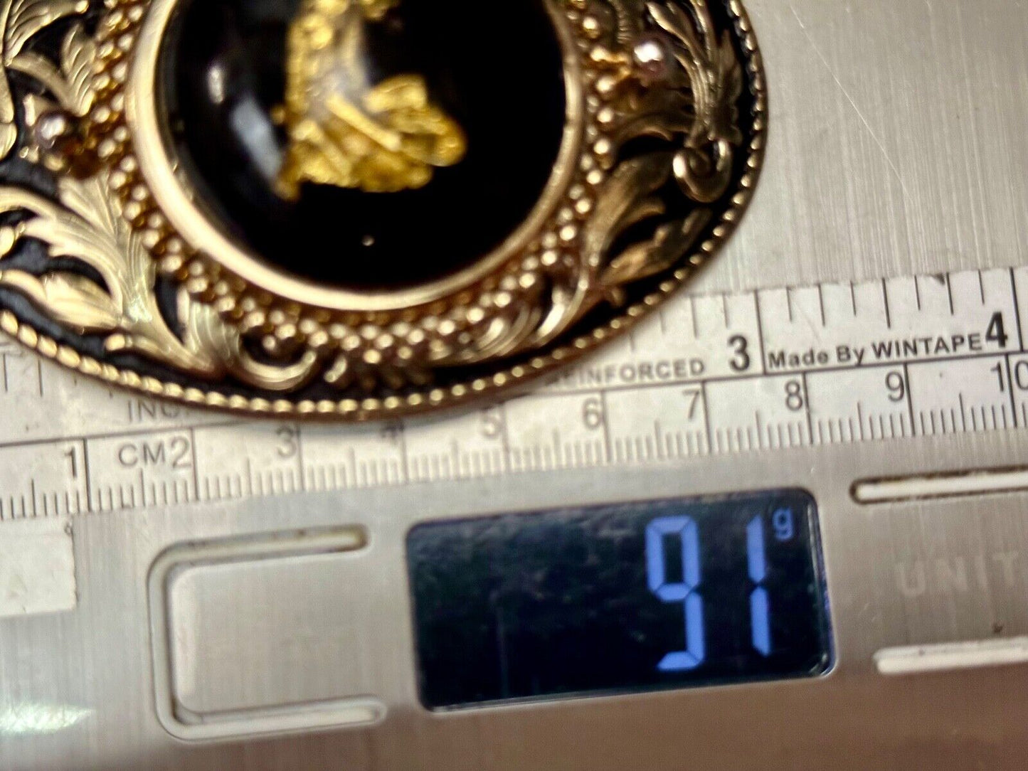 Artisan Gold Panning Beautiful centerpiece in Vintage western Belt Buckle