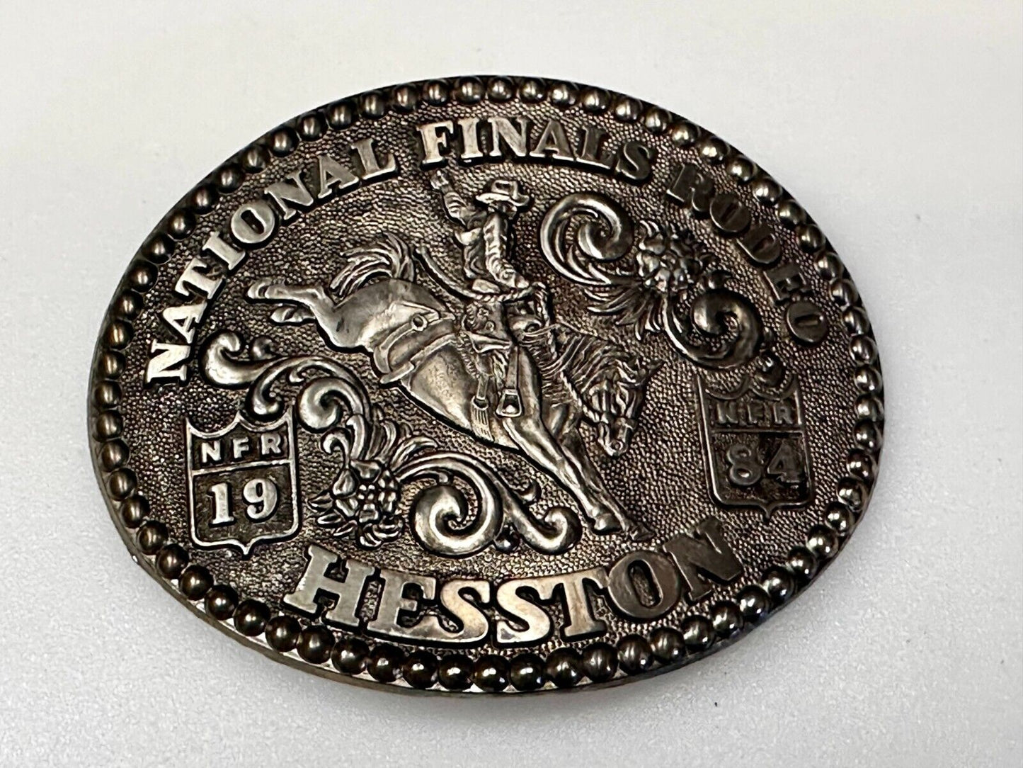 1984 Hesston NFR National Finals Rodeo Cowboys Western Belt Buckle