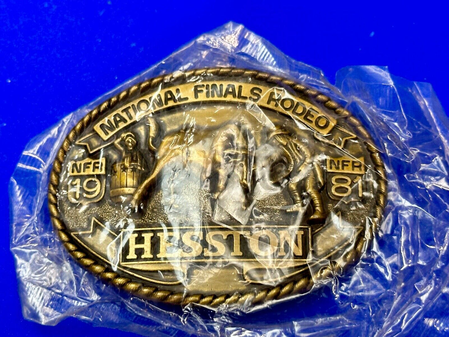 1981 Hesston National Finals Rodeo NFR Collectors Rodeo Cowboy NOS Belt Buckle