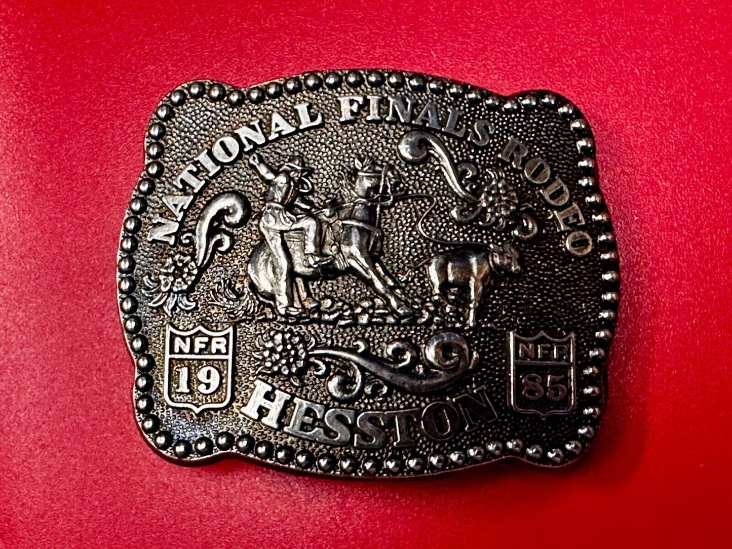 1985 Hesston NFR National Finals Rodeo YOUTH SIZE Western Collectors Belt Buckle