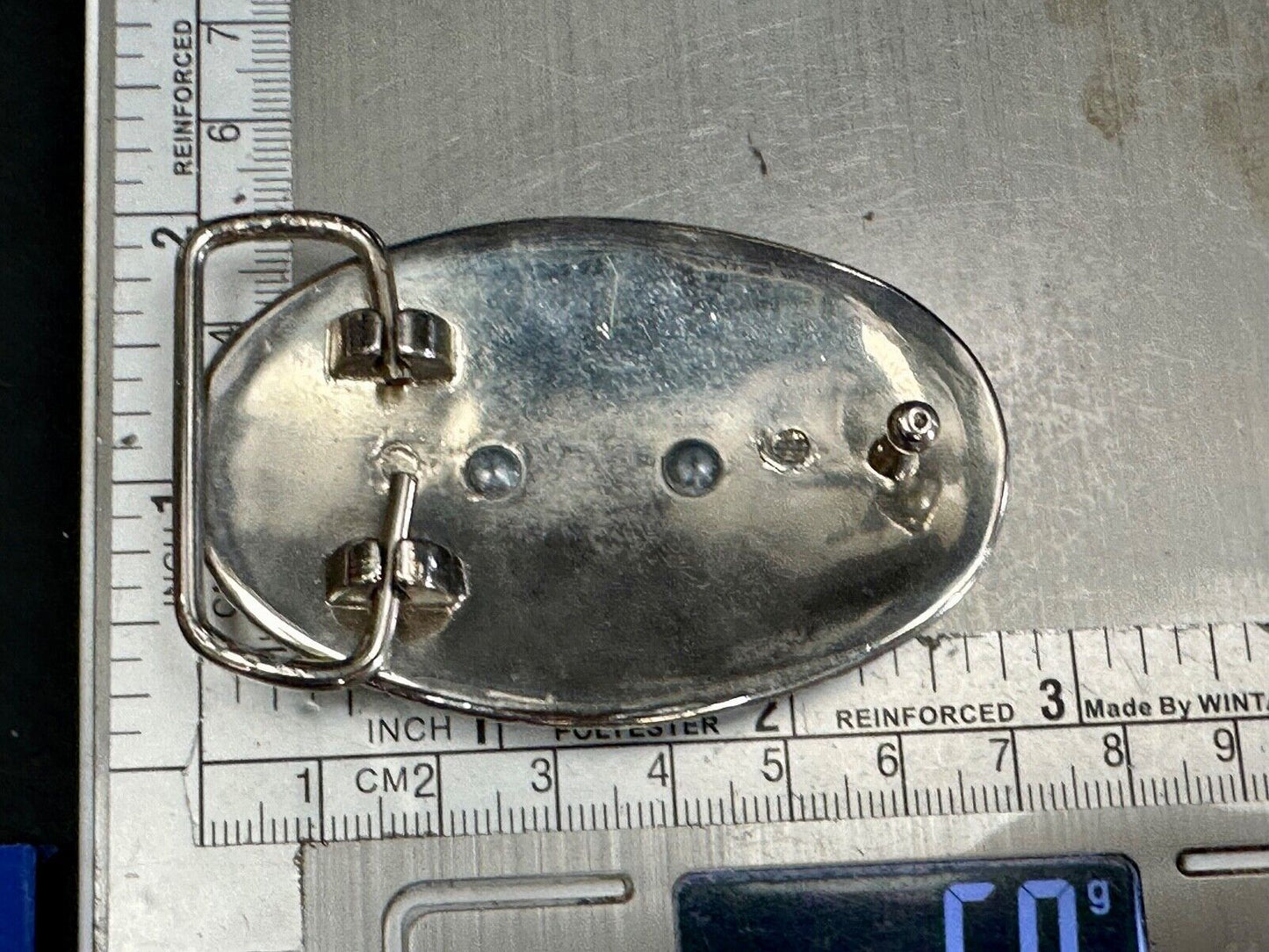 Beautiful NOS Horse head / lucky horseshoe - small two tone oval belt buckle