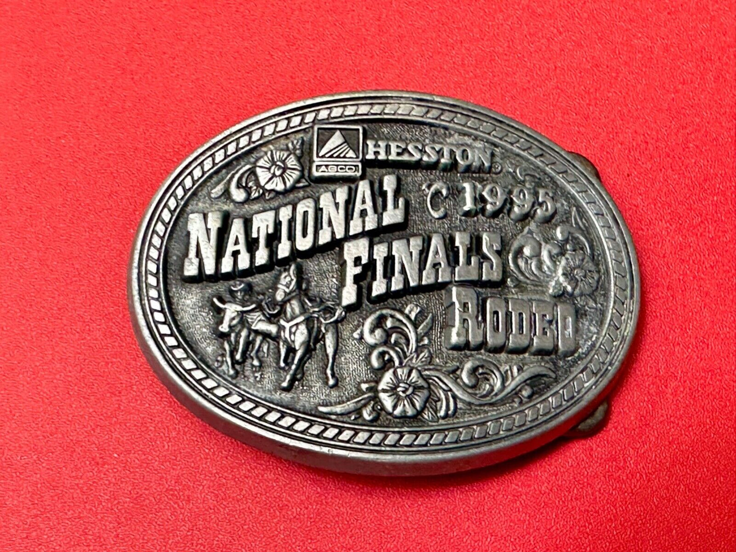 1995 Youth sz NFR National Finals Rodeo Award Design Medals Hesston belt buckle