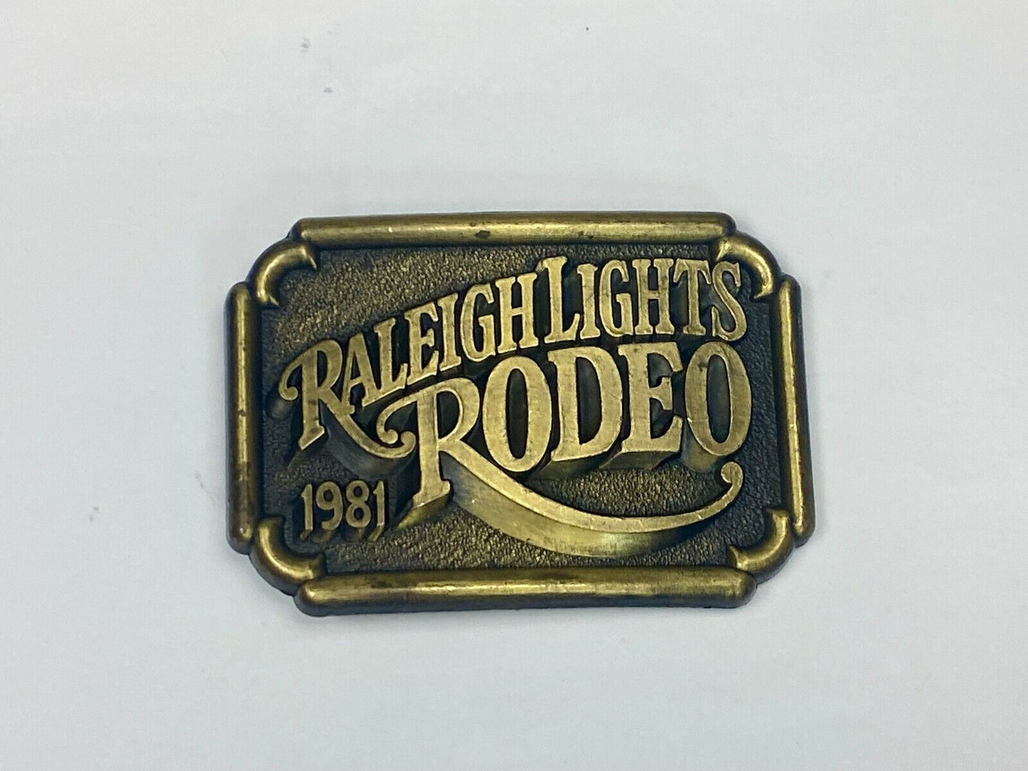 Vintage 1981 Raleigh Lights Rodeo Tobacco Company Advertising Belt Buckle